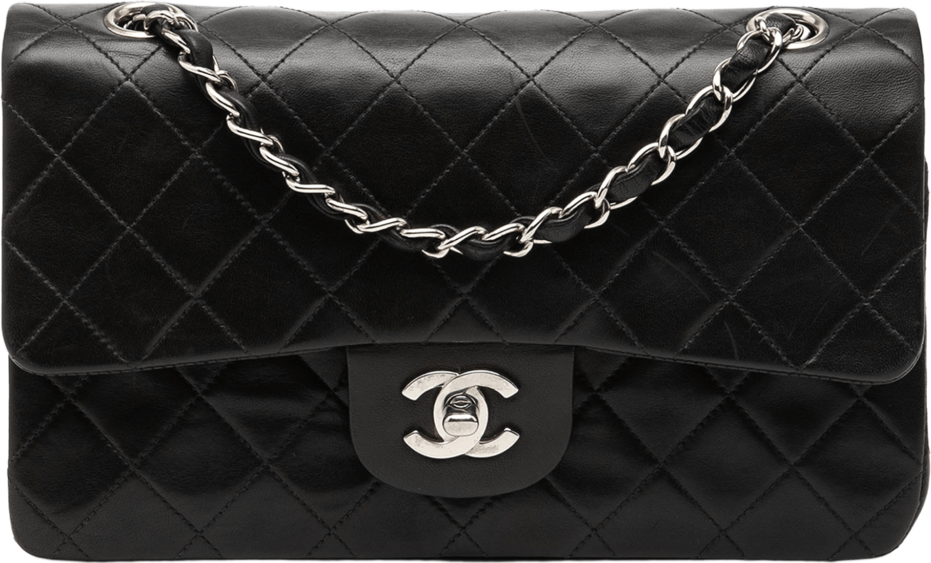 Chanel Small Classic Lambskin Double Flap, från Luxclusif, i färgen black.