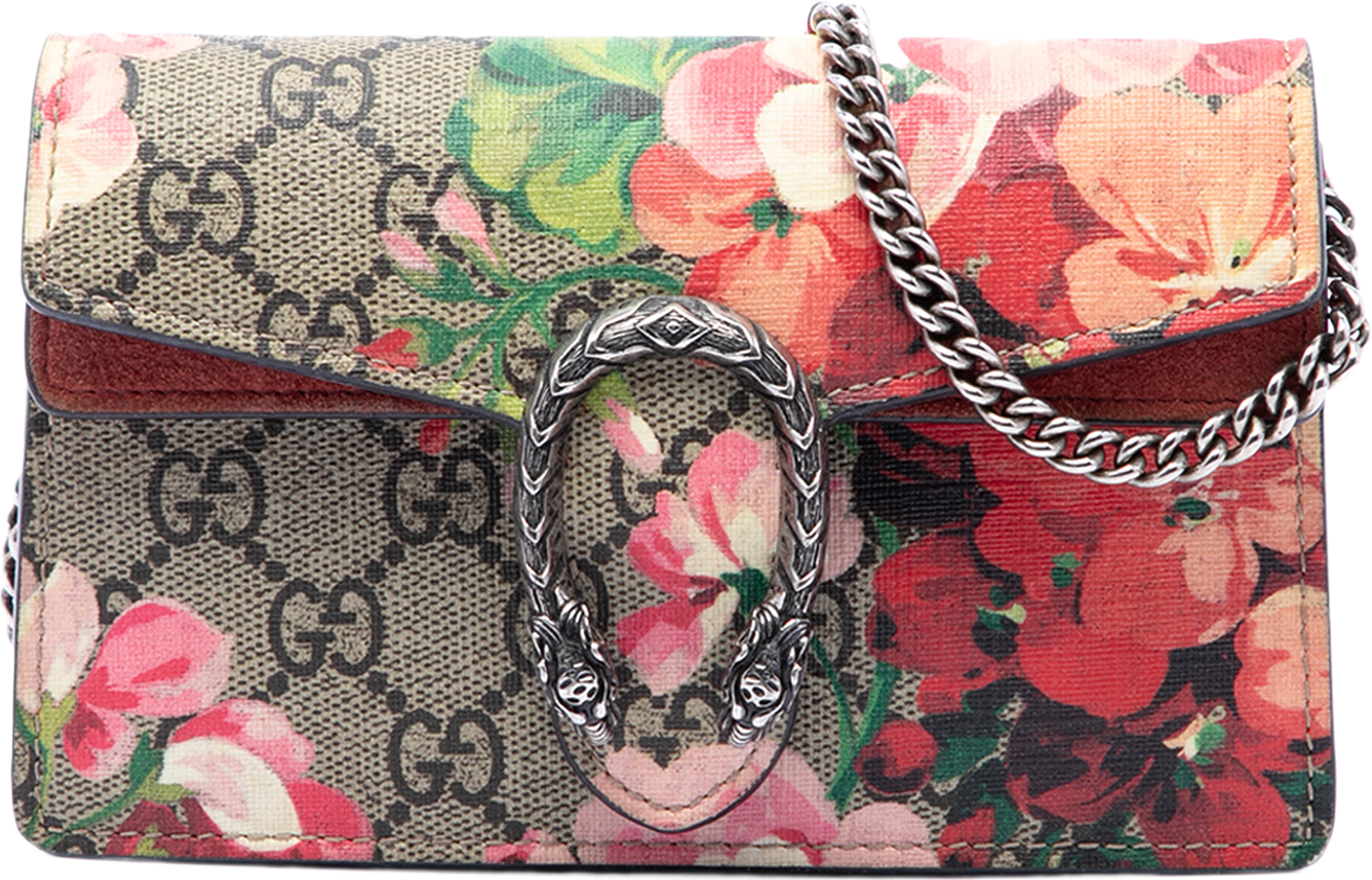 Gucci Mini Gg Supreme Blooms Dionysus Crossbody, från Luxclusif, i färgen beige.