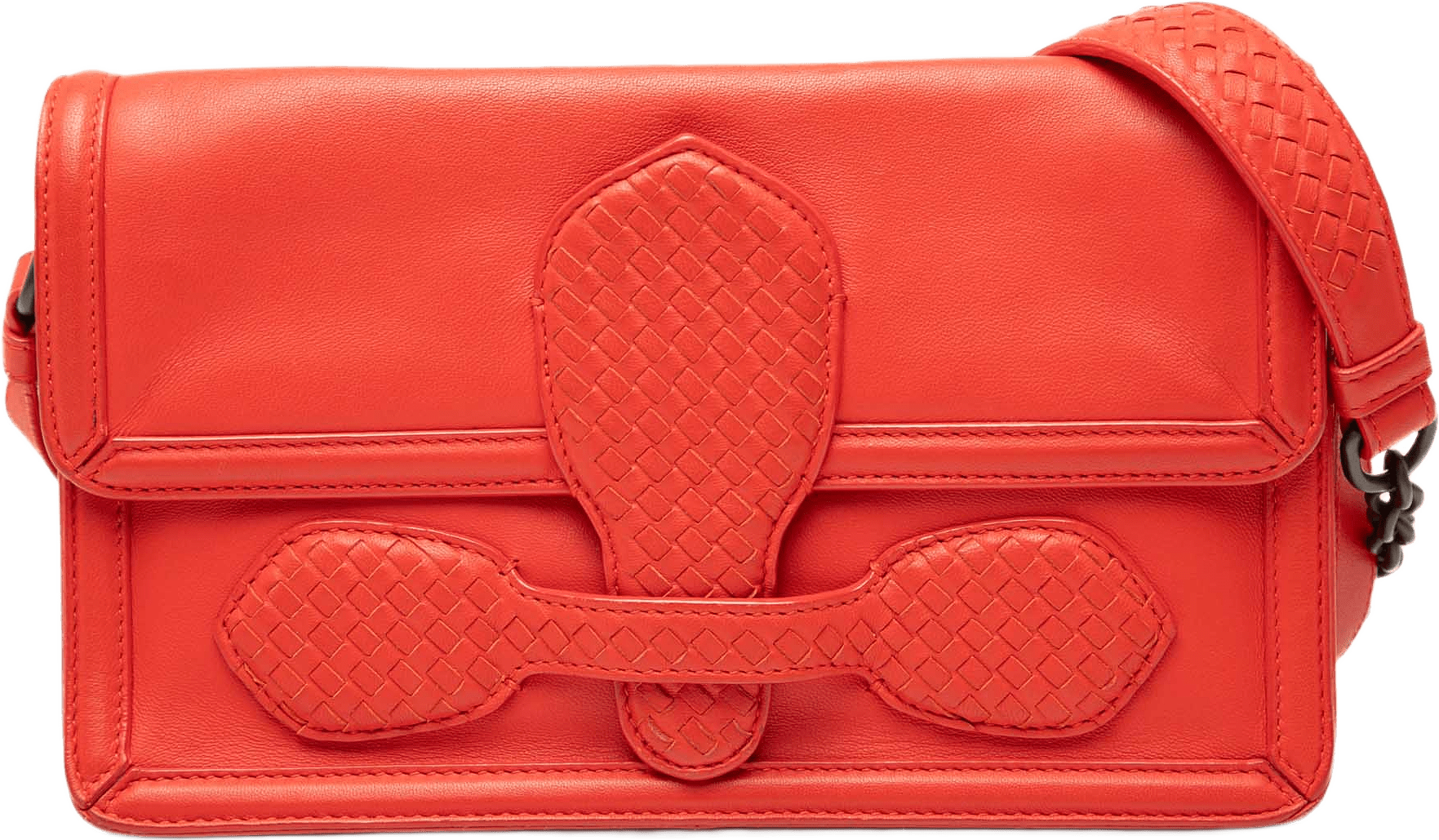Bottega Veneta Intrecciato Trimmed Nappa Rialto Shoulder Bag, från Luxclusif, i färgen orange.