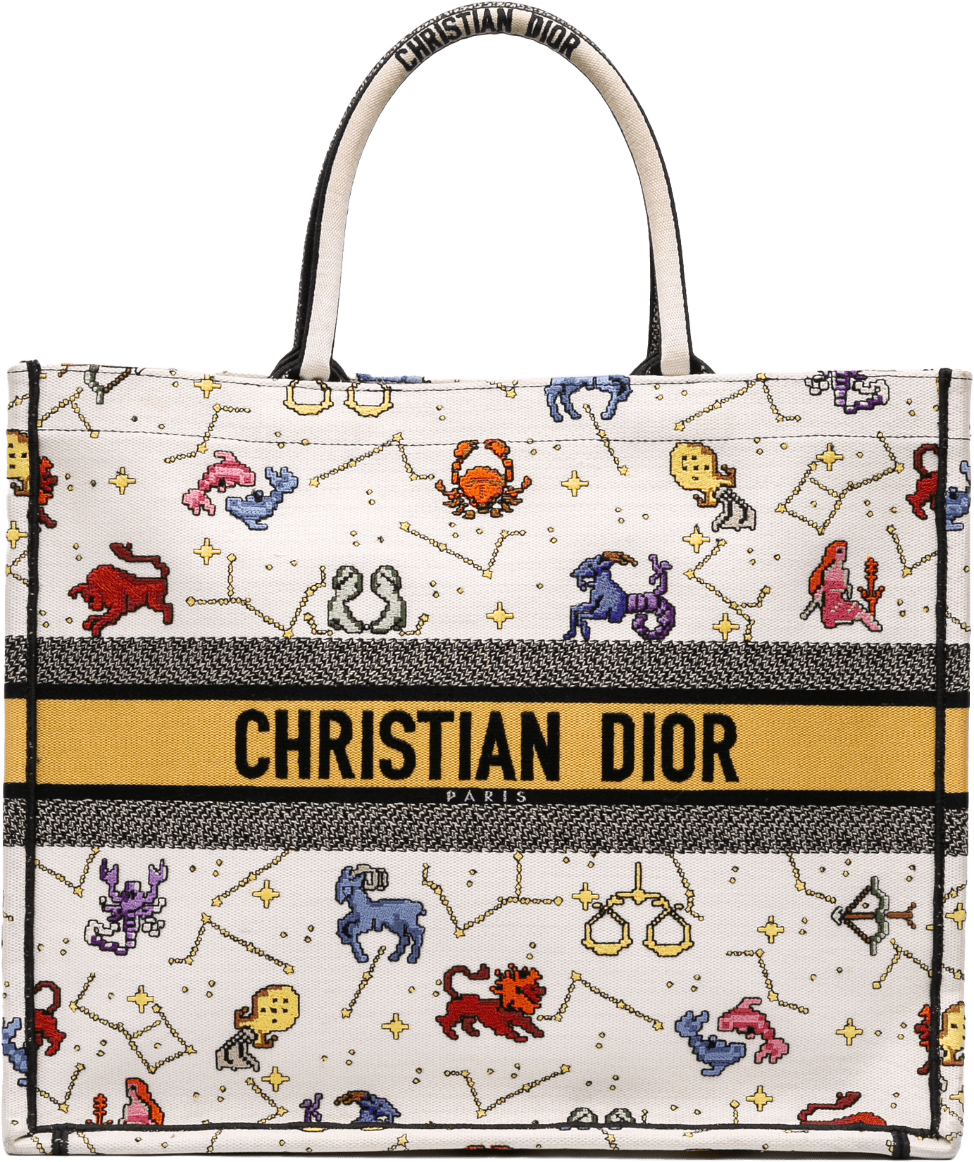 Dior Large Zodiac Pixel Zodiac Book Tote, från Luxclusif, i färgen white.
