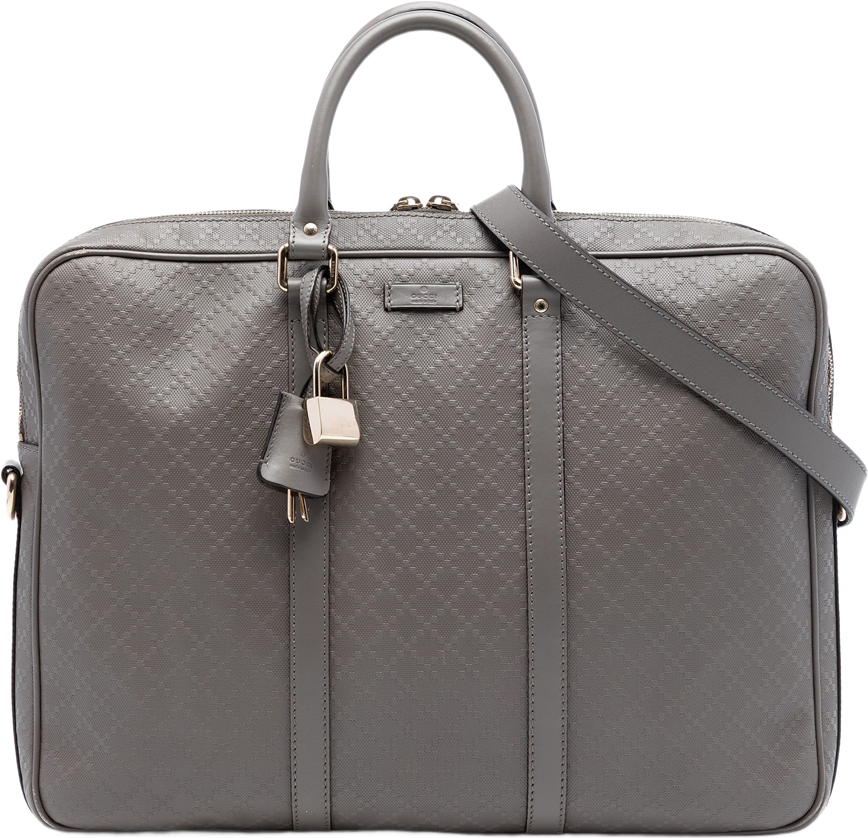 Gucci Diamante Calfskin Business Bag, från Luxclusif, i färgen gray.