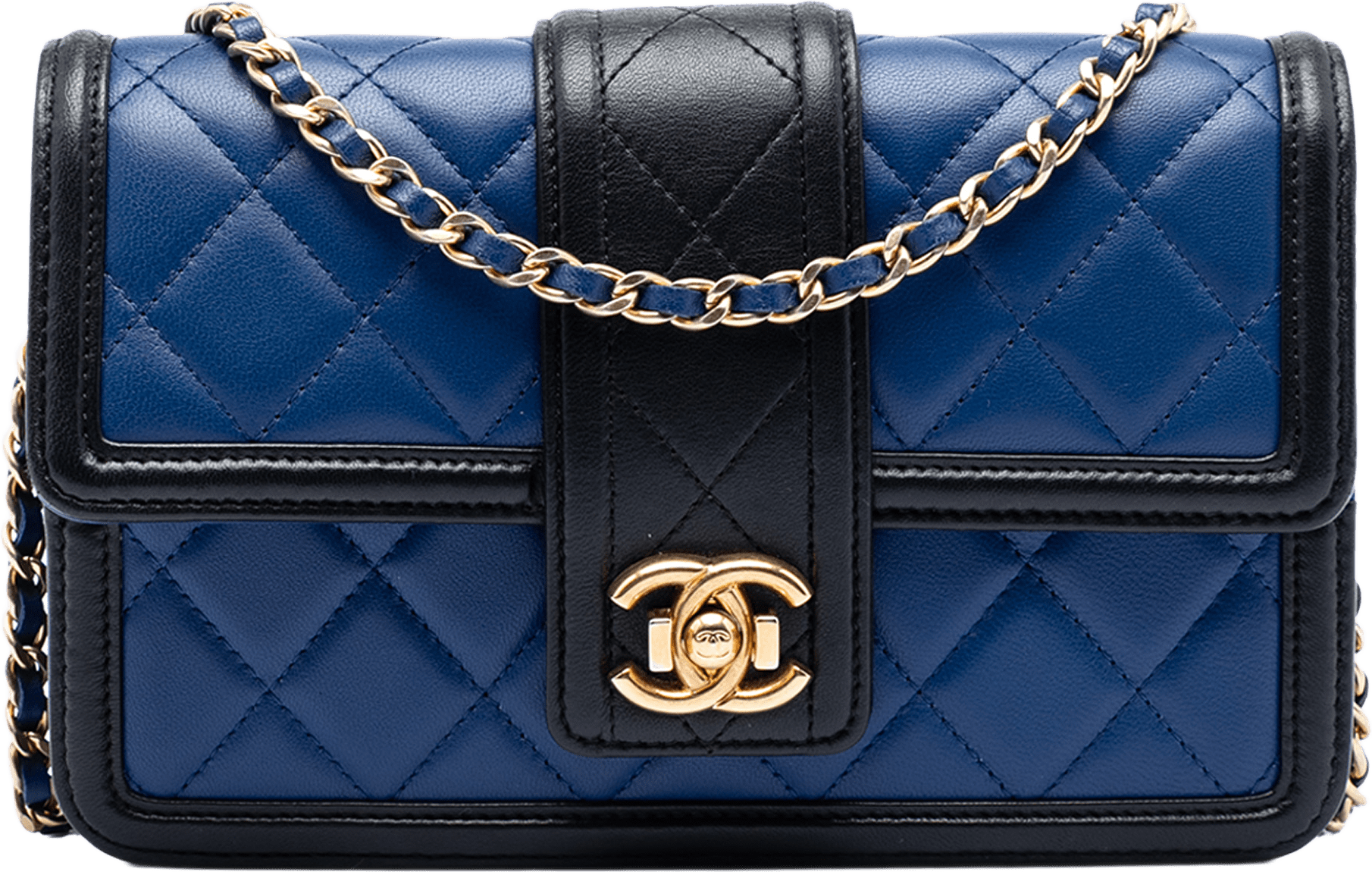 Chanel Bicolor Quilted Lambskin Elegant Cc Flap Wallet On Chain, från Luxclusif, i färgen svart.