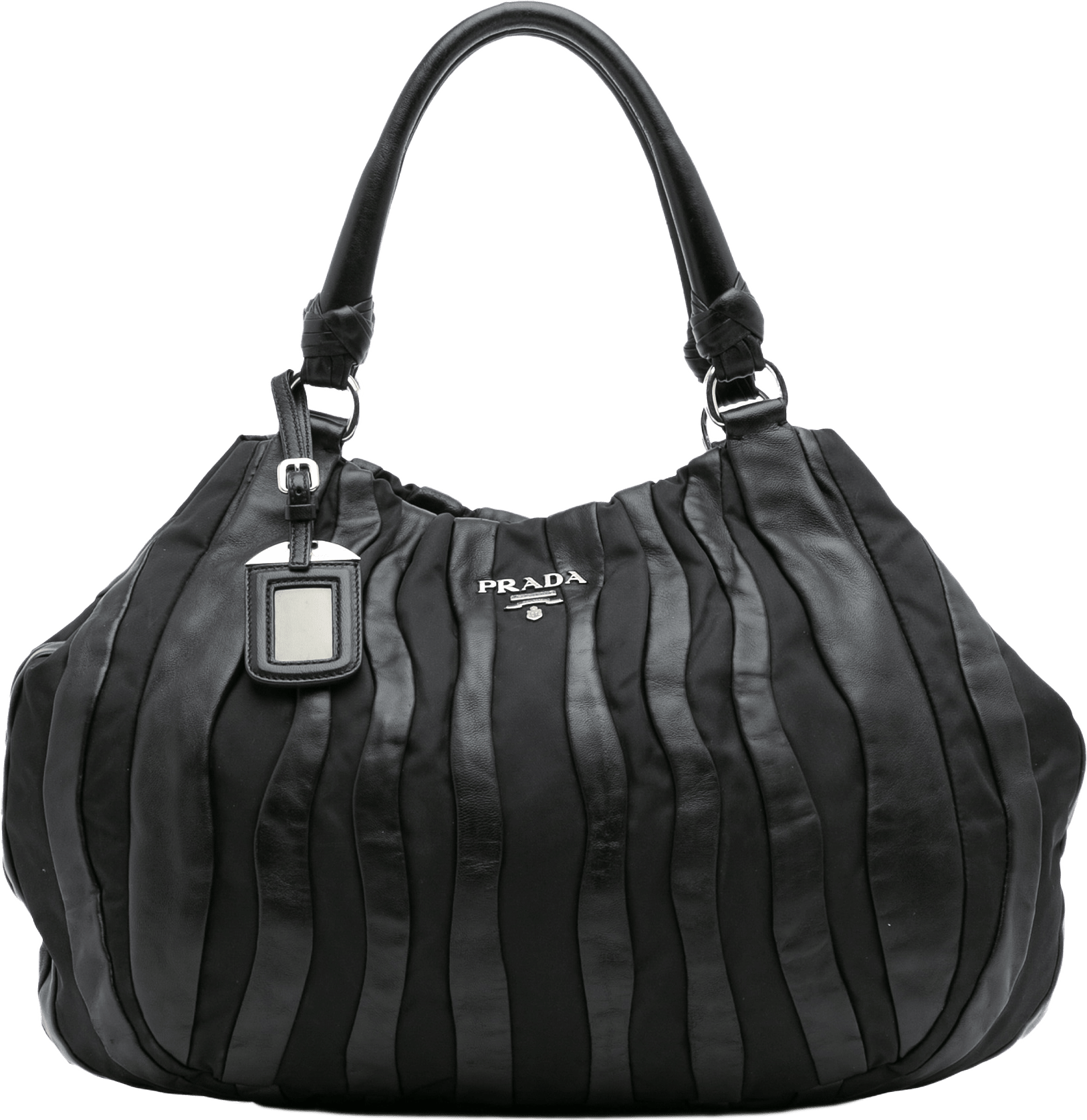 Prada Tessuto Nappa Waves Tote, från Luxclusif, i färgen black.