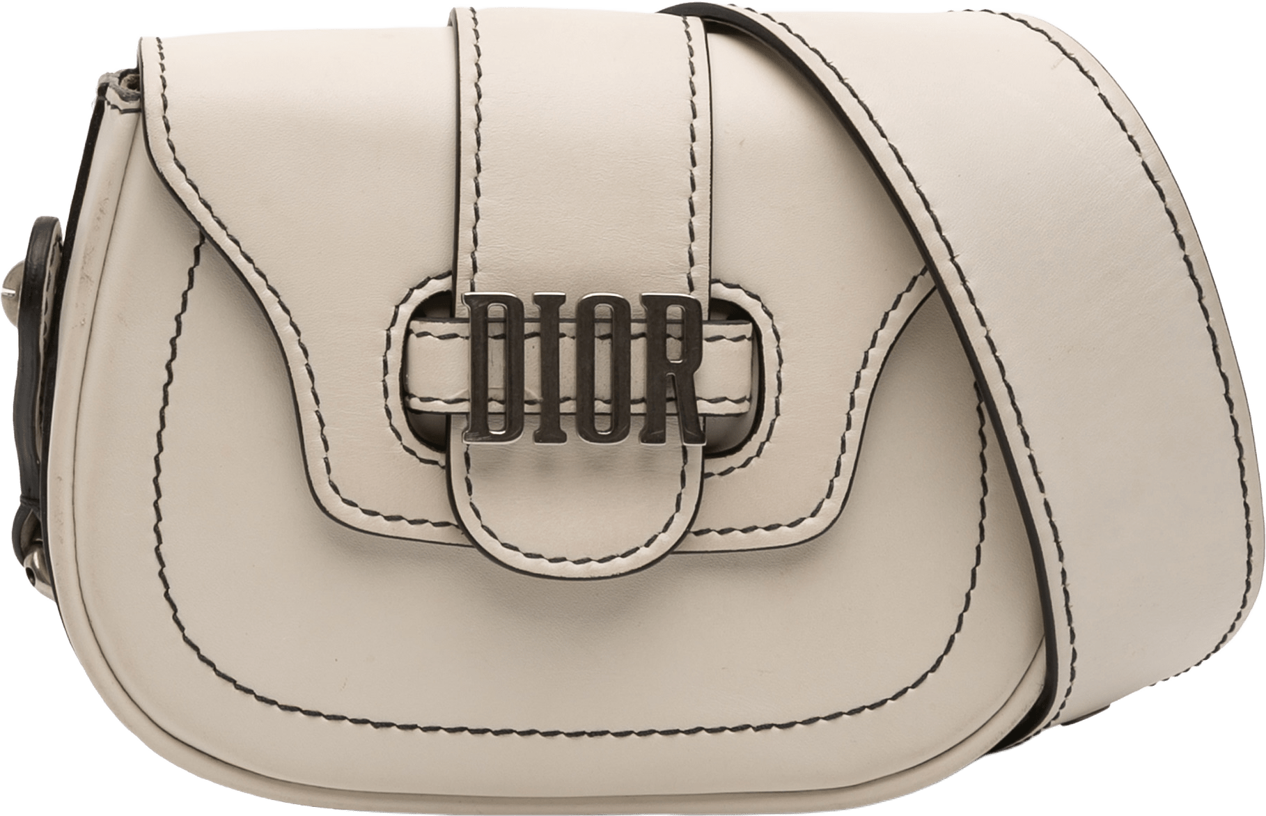 Dior Mini Leather D Fence Saddle Bag, från Luxclusif, i färgen white.