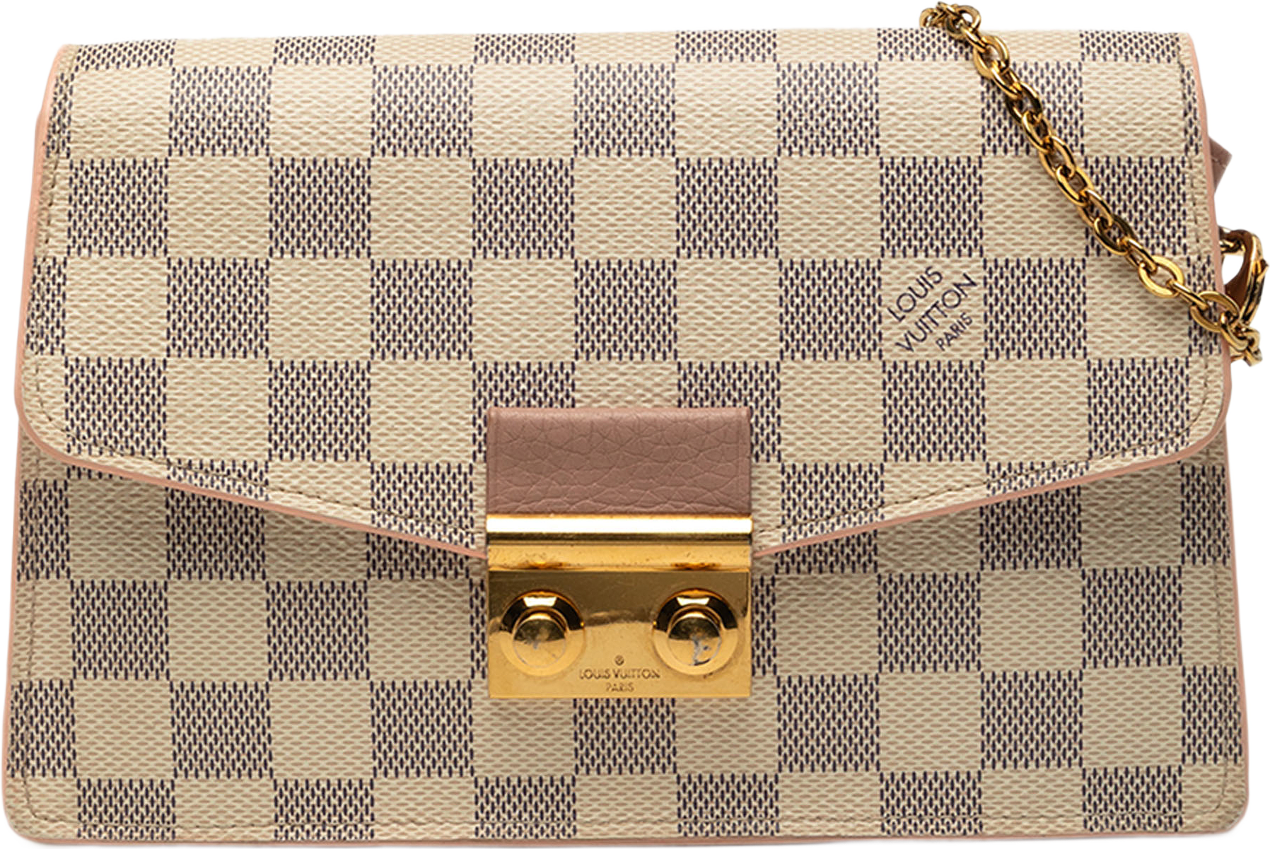 Louis Vuitton Damier Azur Croisette Wallet On Chain, från Luxclusif, i färgen vit.