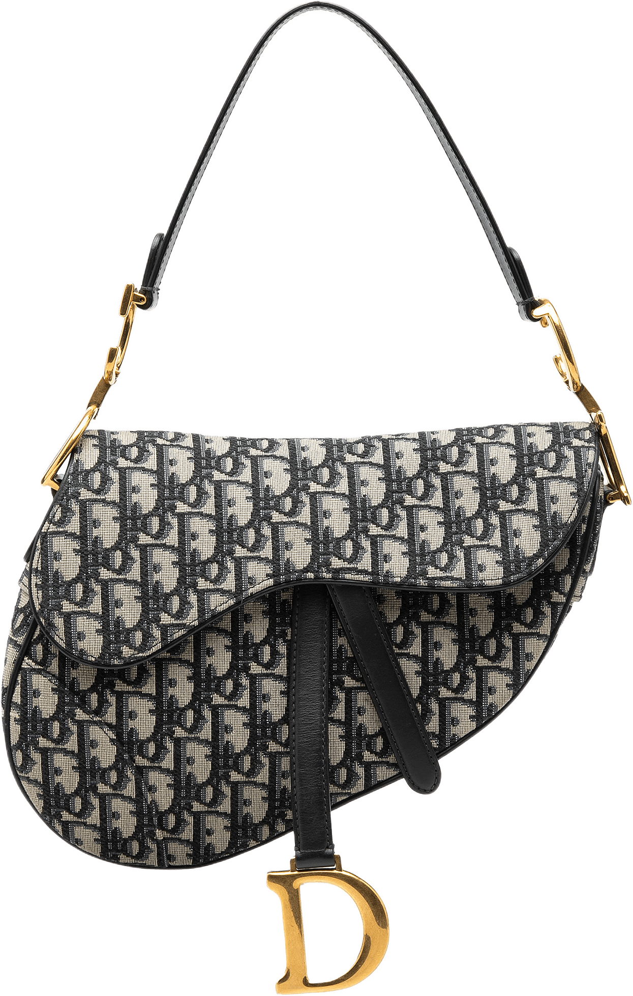 Dior Oblique Canvas Saddle Bag, från Luxclusif, i färgen blue.