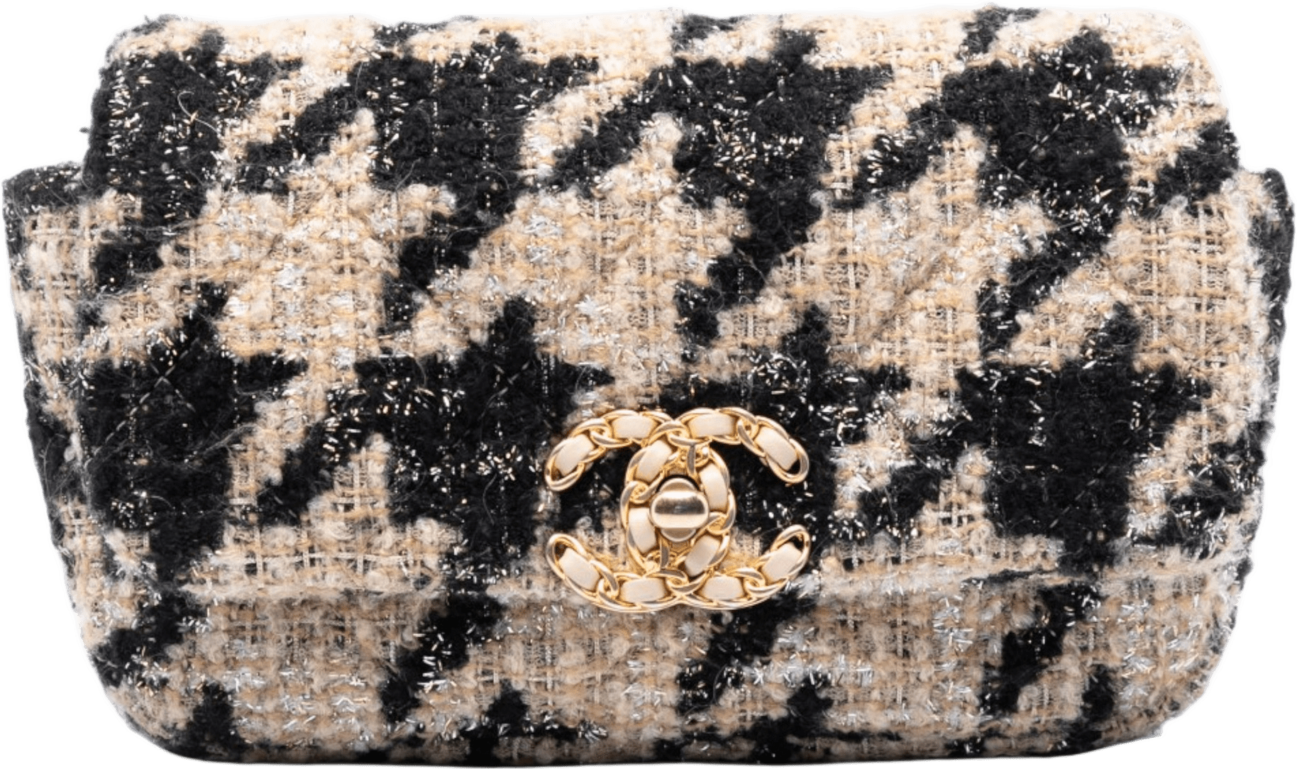 Chanel Houndstooth Tweed 19 Belt Bag, från Luxclusif, i färgen beige.