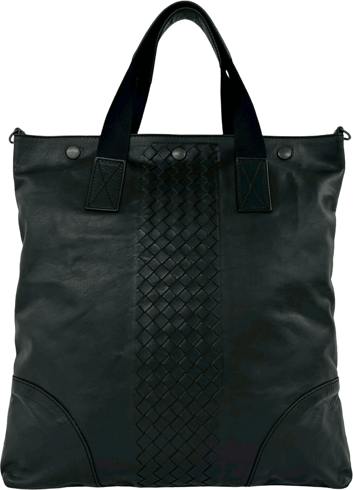 Bottega Veneta Intrecciato Trimmed Nappa Convertible Tote, från Luxclusif, i färgen black.