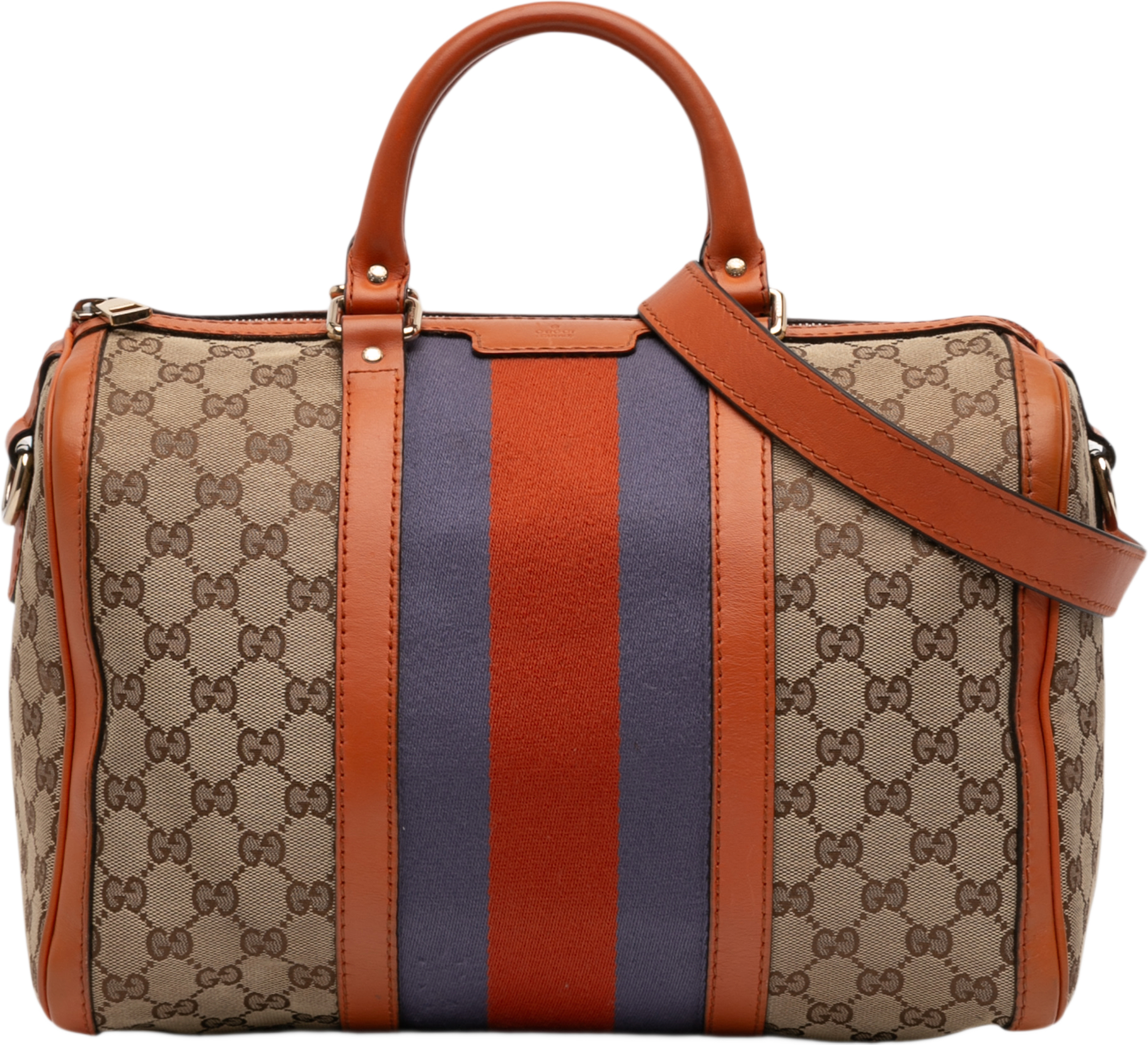 Gucci Medium Gg Canvas Web Joy Boston Bag, från Luxclusif, i färgen beige.
