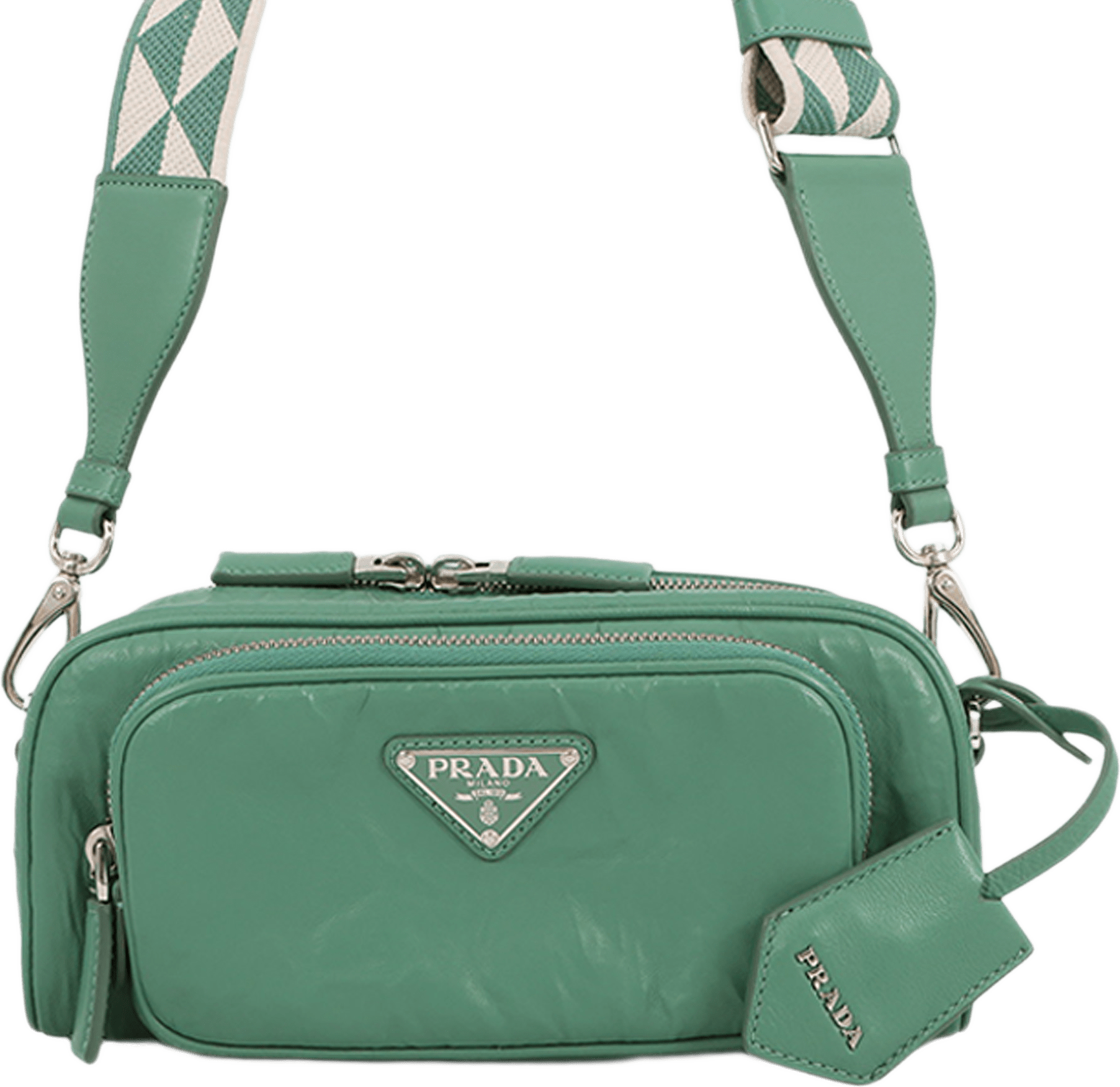 Prada Nappa Antique Multi Pocket Crossbody, från Luxclusif, i färgen green.