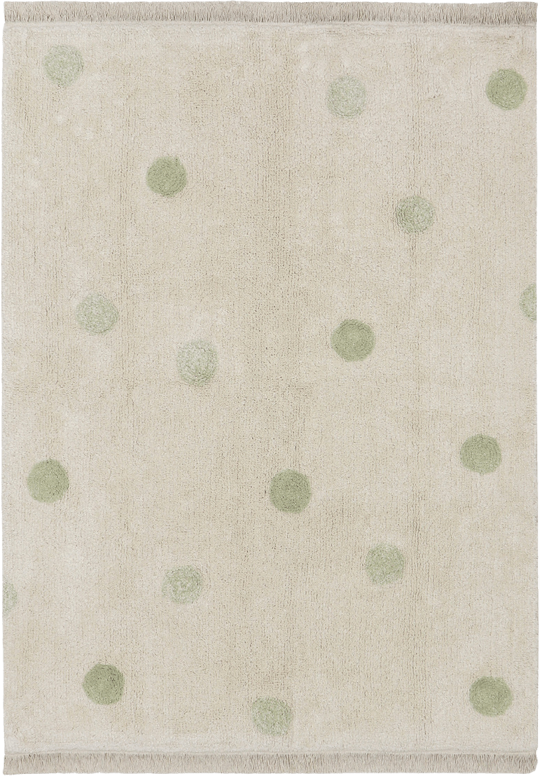 Tvättbar Matta Hippy Dots, från LORENA CANALS, i färgen natural, oilve.