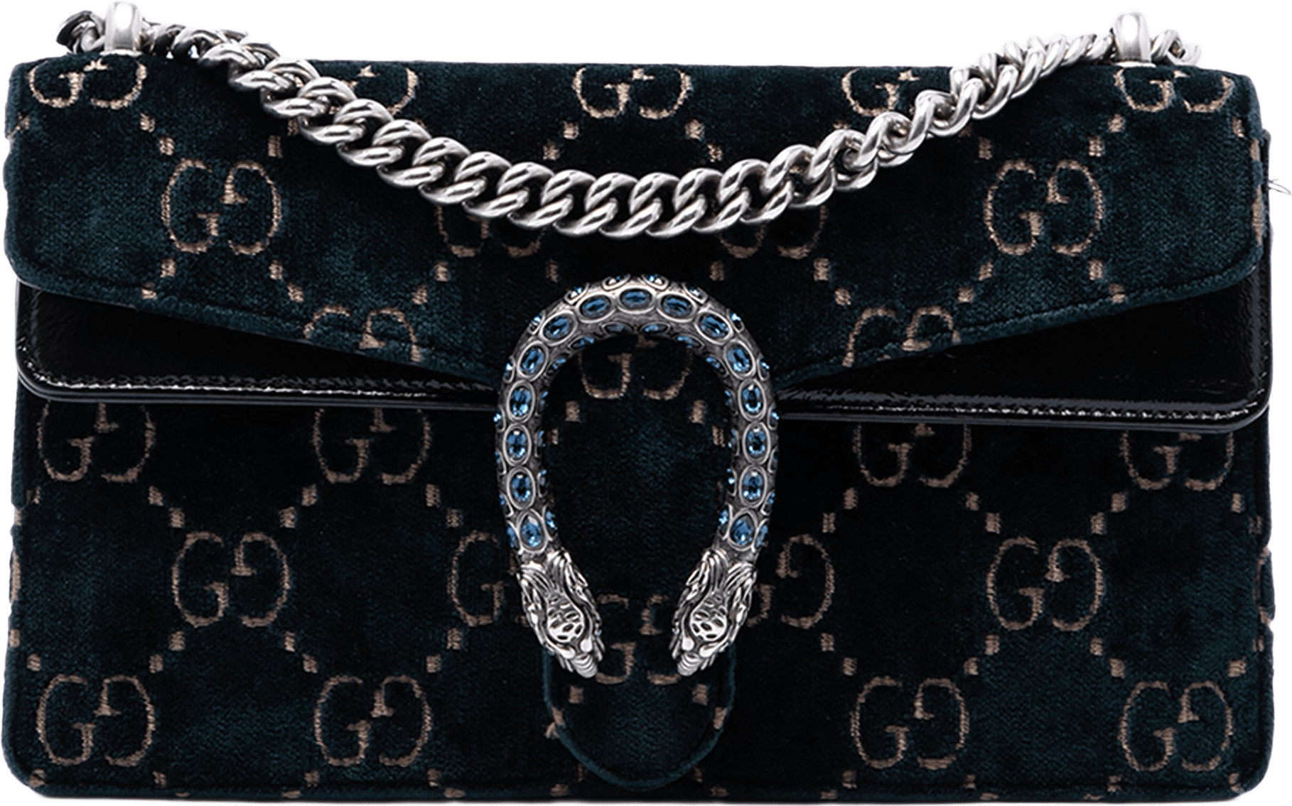 Gucci Medium Gg Velvet Dionysus Crossbody, från Luxclusif, i färgen blå.