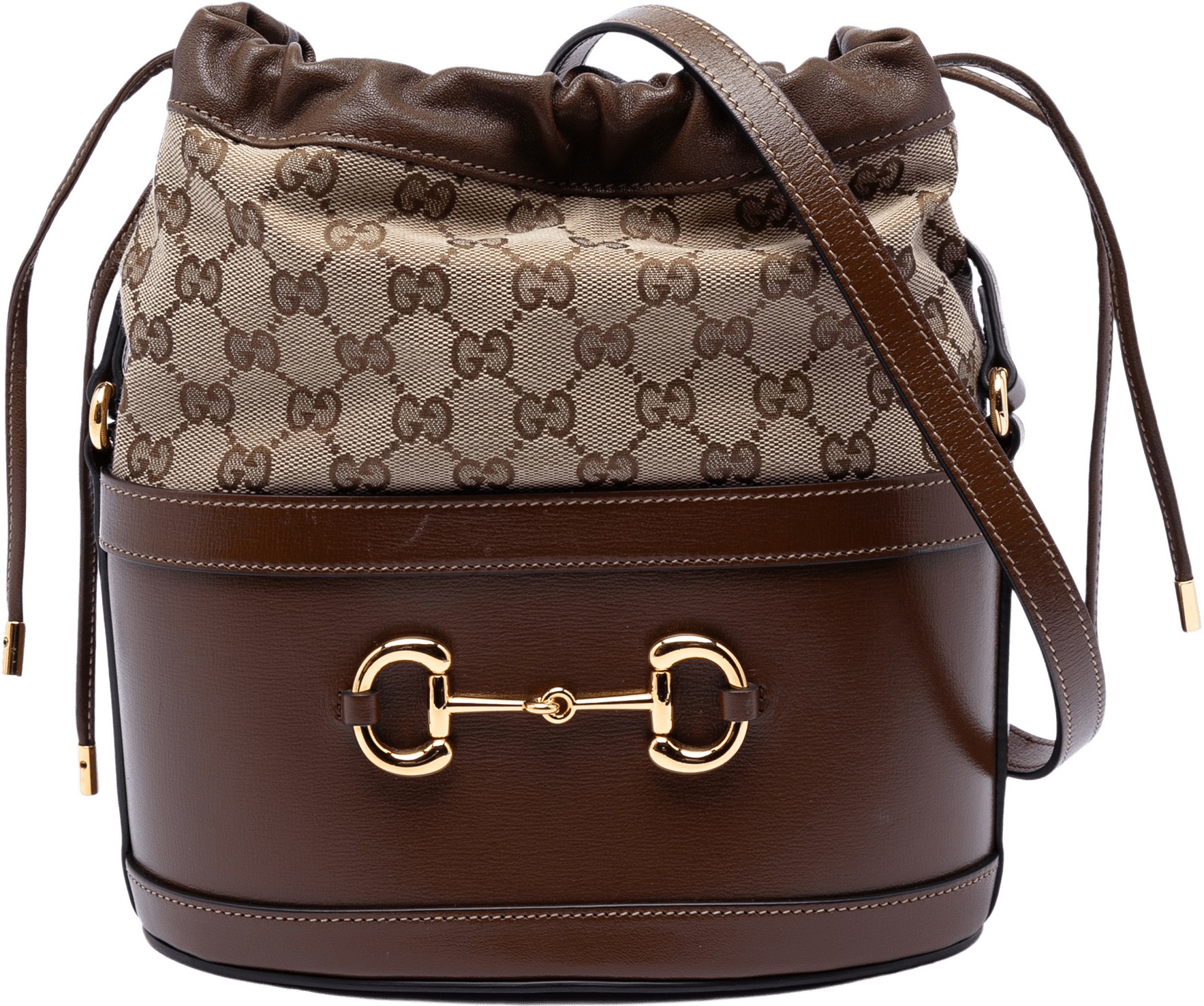 Gucci Gg Canvas Horsebit 1955 Bucket Bag, från Luxclusif, i färgen beige.