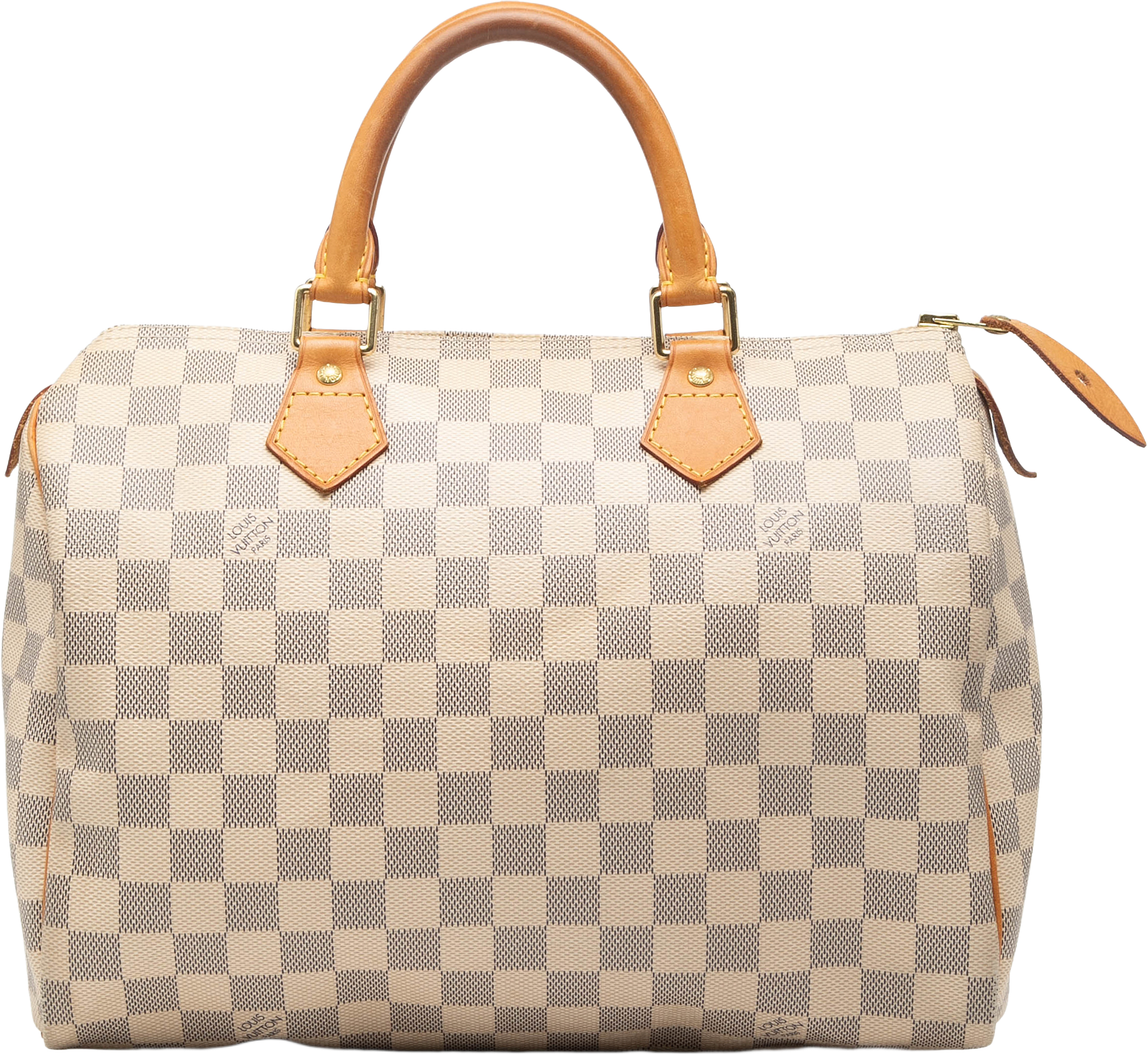 Louis Vuitton Damier Azur Speedy 30, från Luxclusif, i färgen white.