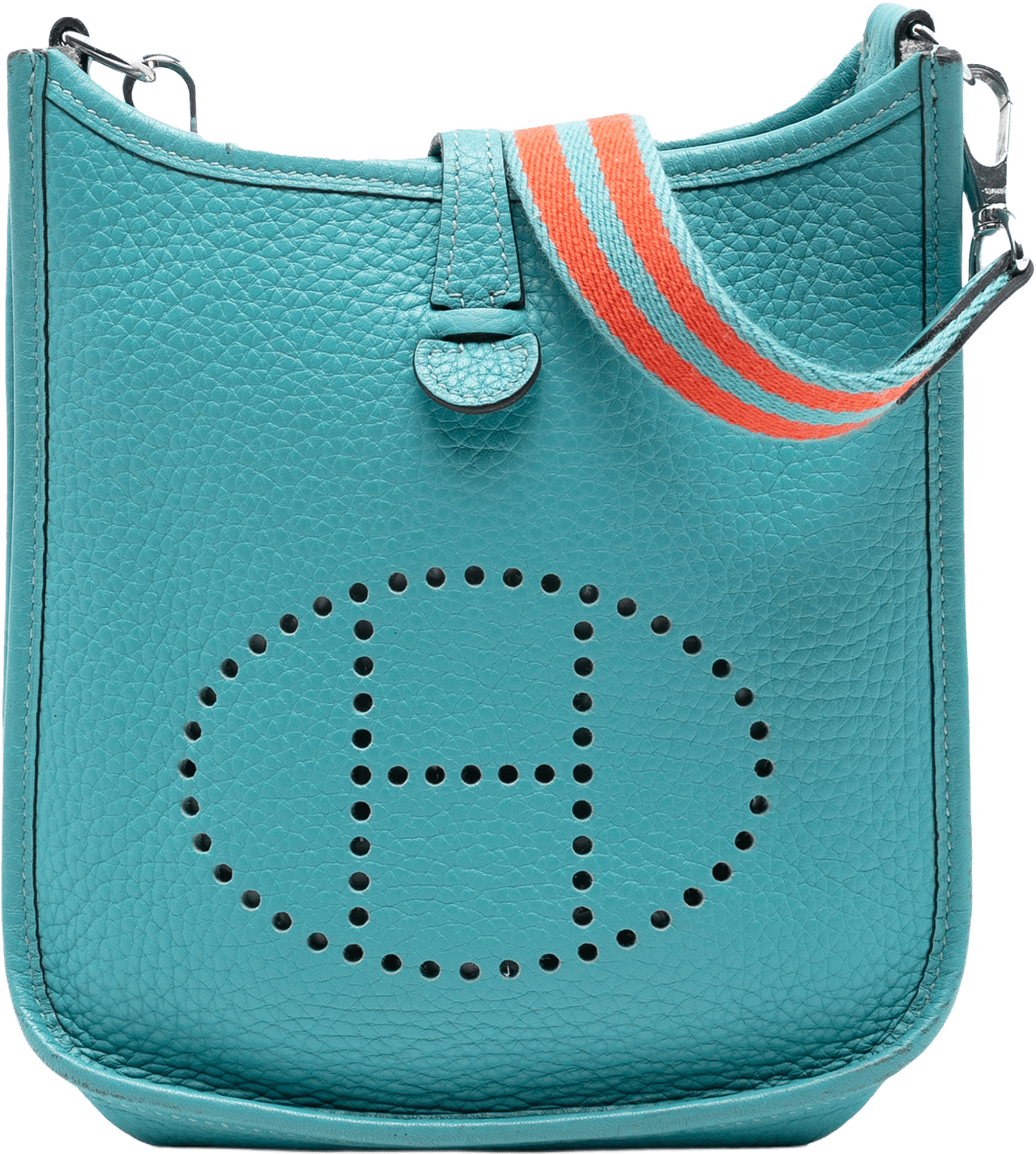 Hermès Clemence Evelyne Amazone Tpm, från Luxclusif, i färgen turquoise.