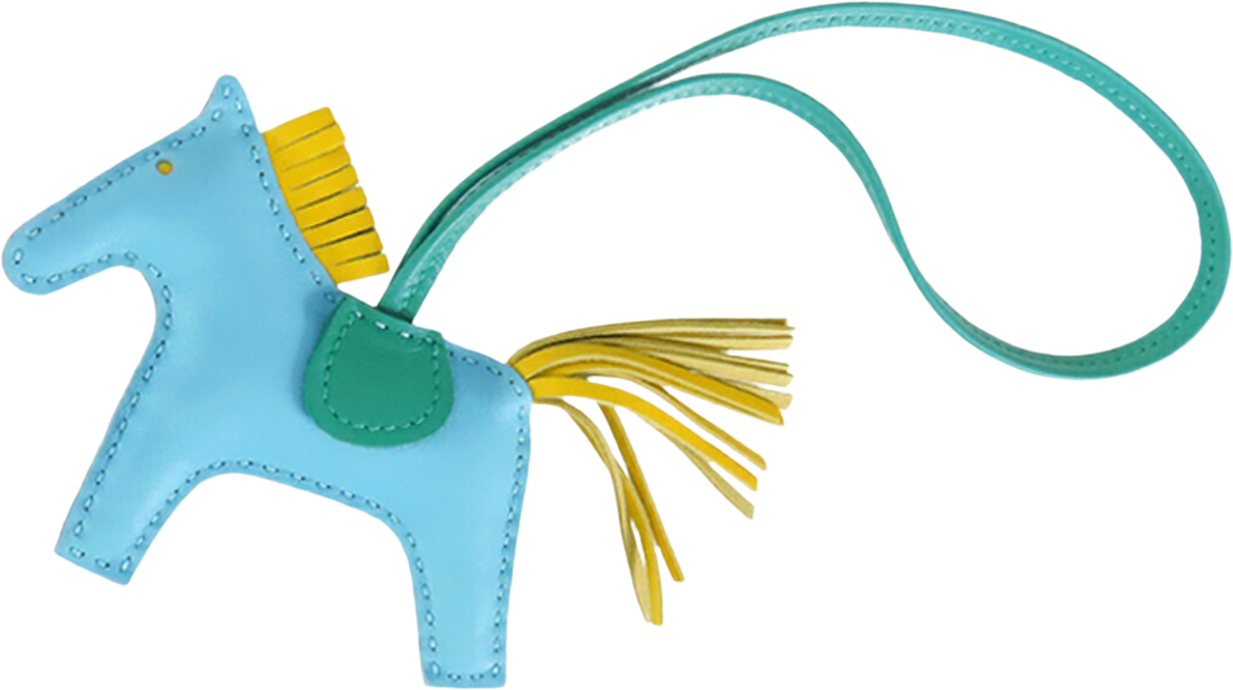 Hermès Milo Lambskin And Swift Grigri Rodeo Pegase Bag Charm Pm, från Luxclusif, i färgen light blue.