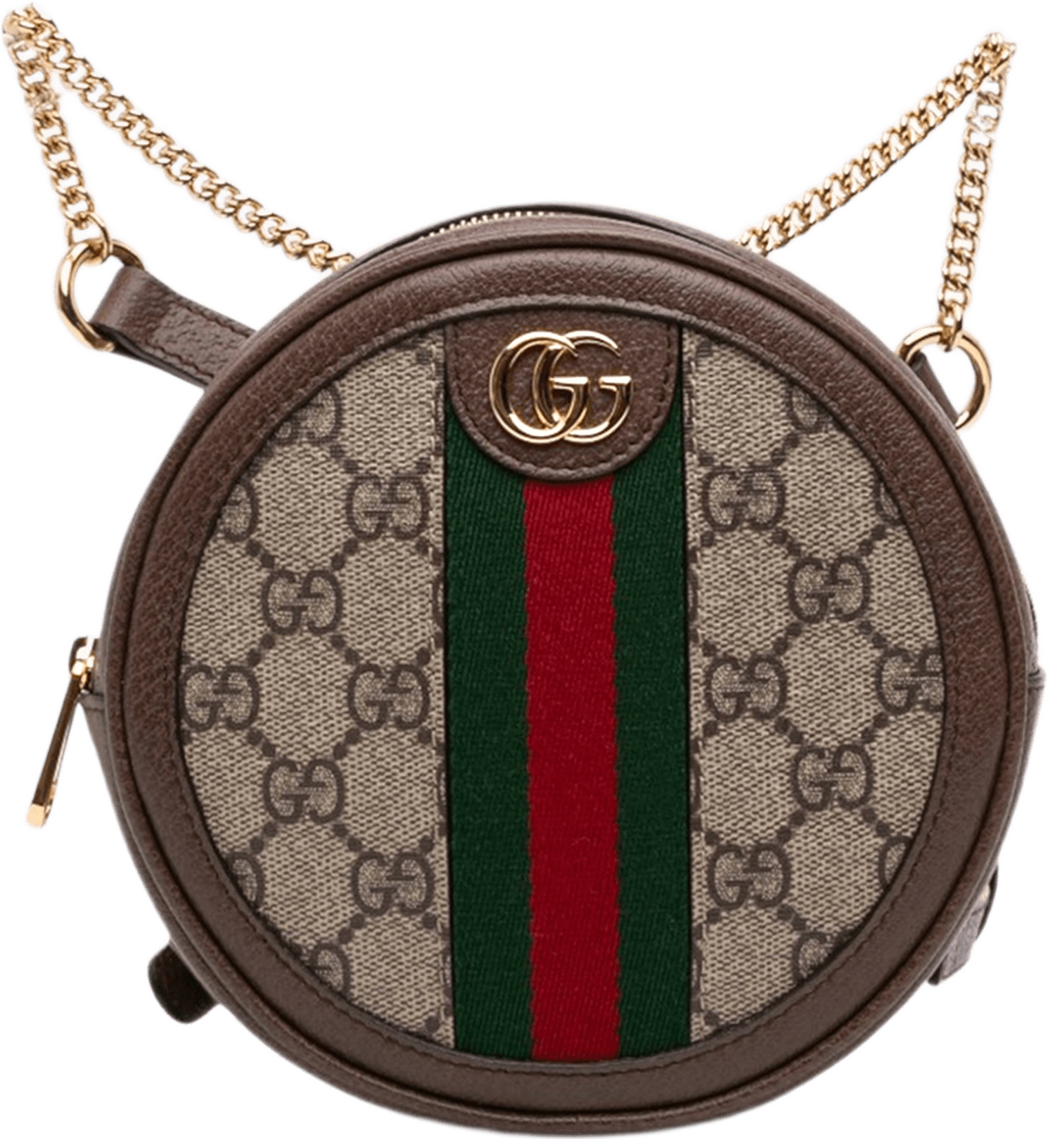 Gucci Mini Gg Supreme Web Ophidia Round Backpack, från Luxclusif, i färgen beige.
