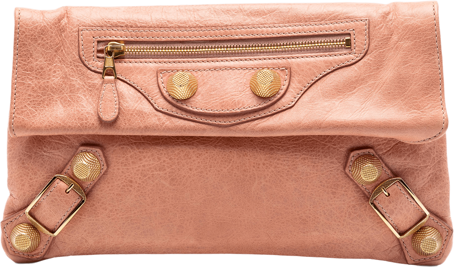 Balenciaga Lambskin Motocross Giant 21 Envelope Clutch, från Luxclusif, i färgen salmon.