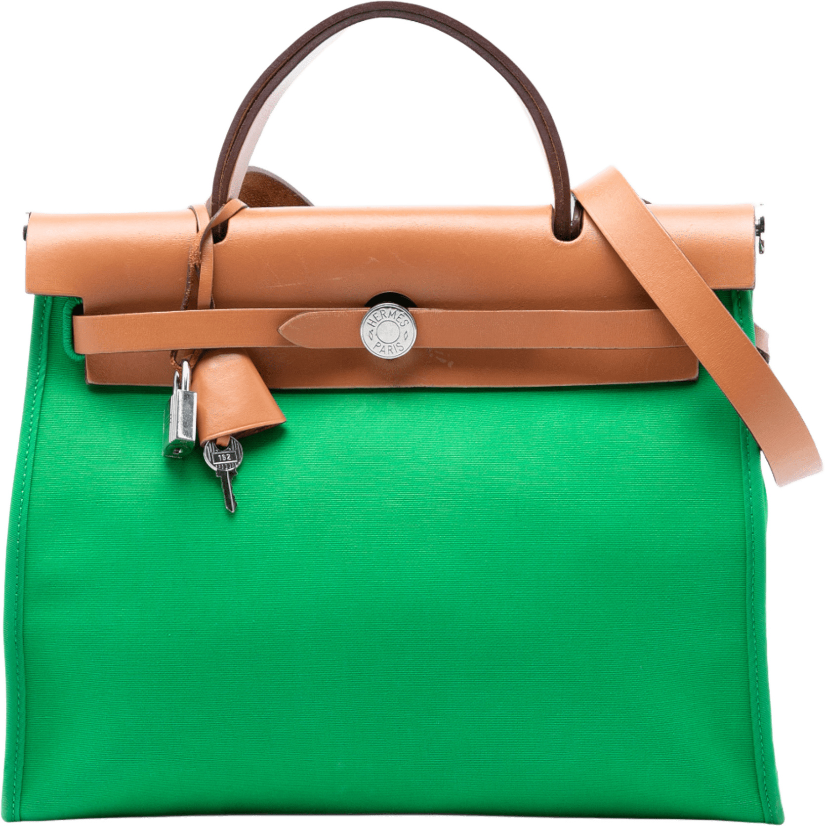 Hermès Toile Herbag Zip 31, från Luxclusif, i färgen lime.