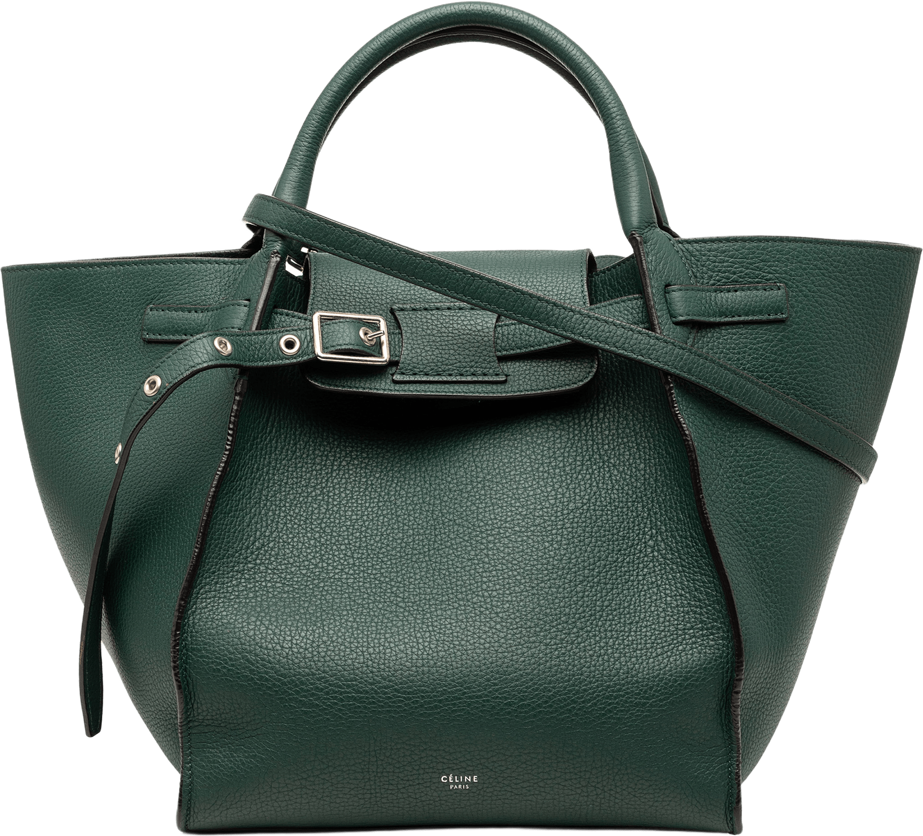Celine Small Grained Calfskin Big Bag, från Luxclusif, i färgen dark green.
