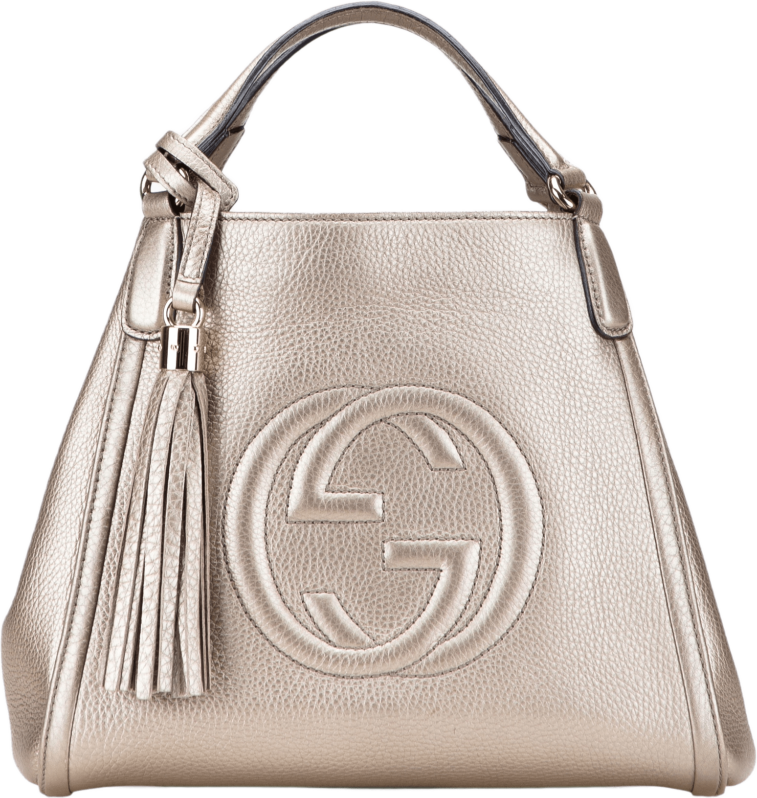 Gucci Small Leather Soho Satchel, från Luxclusif, i färgen gold.