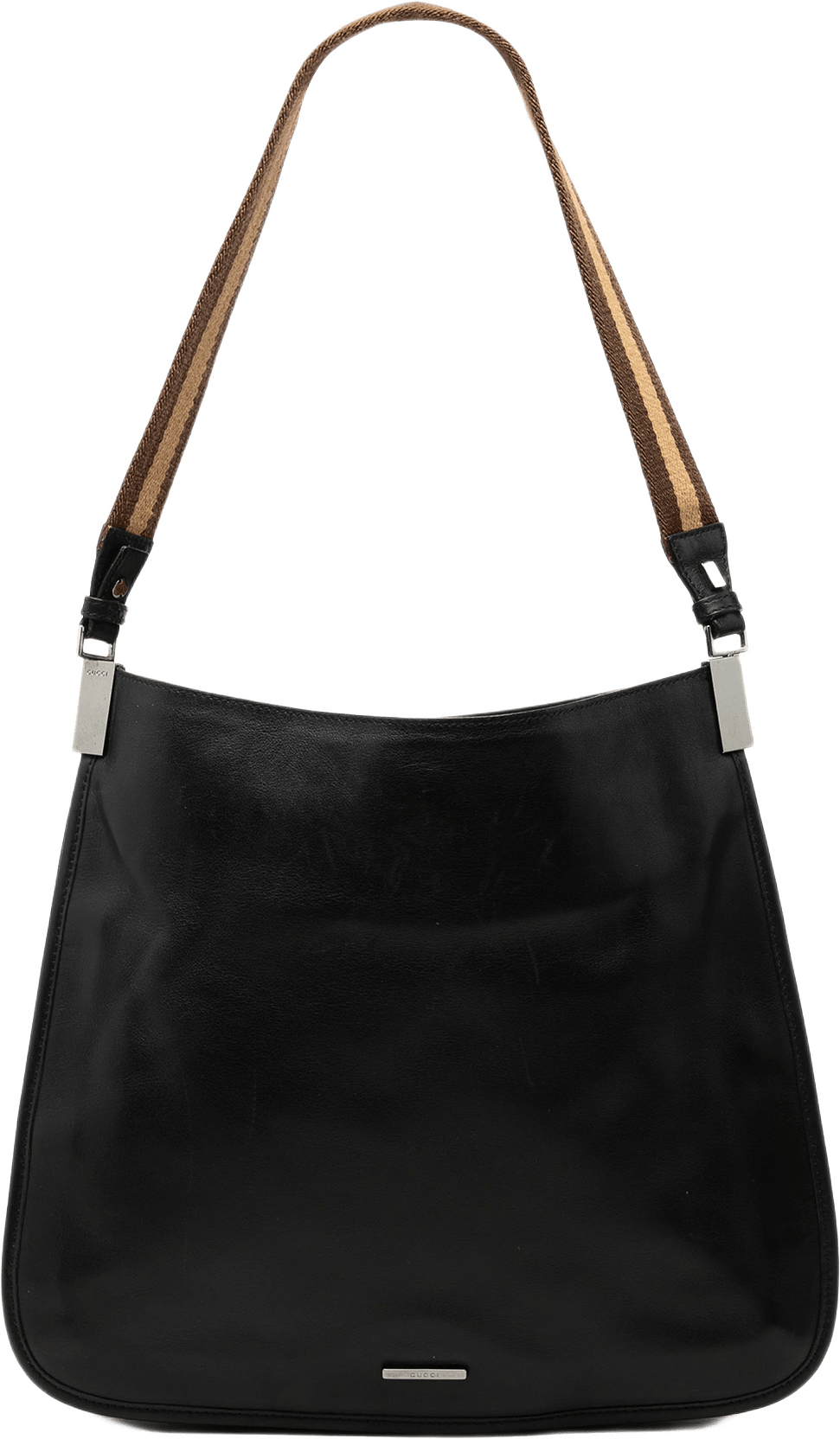 Gucci Calfskin Web Shoulder Bag, från Luxclusif, i färgen svart.
