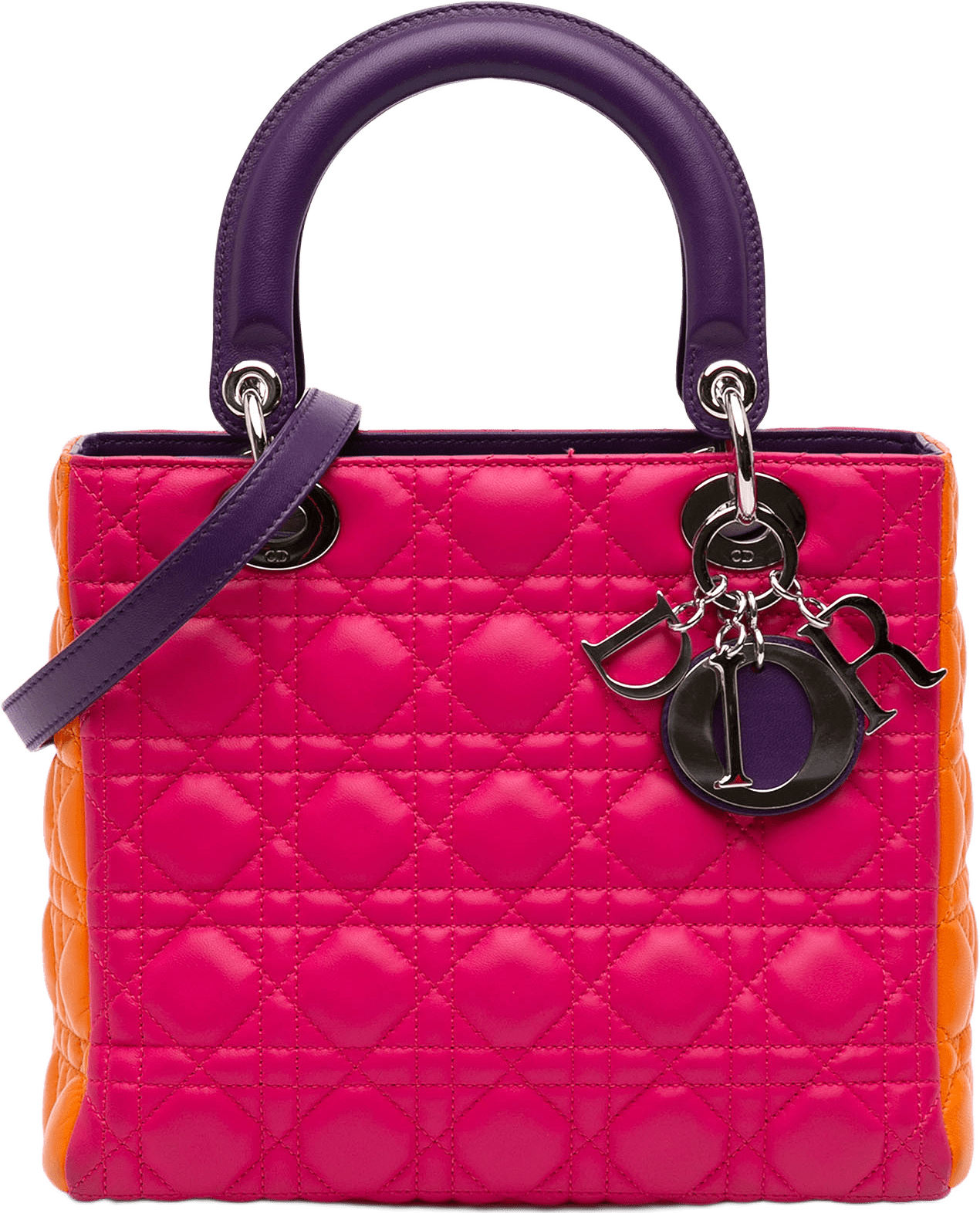 Dior Medium Tricolor Lambskin Cannage Lady Dior, från Luxclusif, i färgen orange.