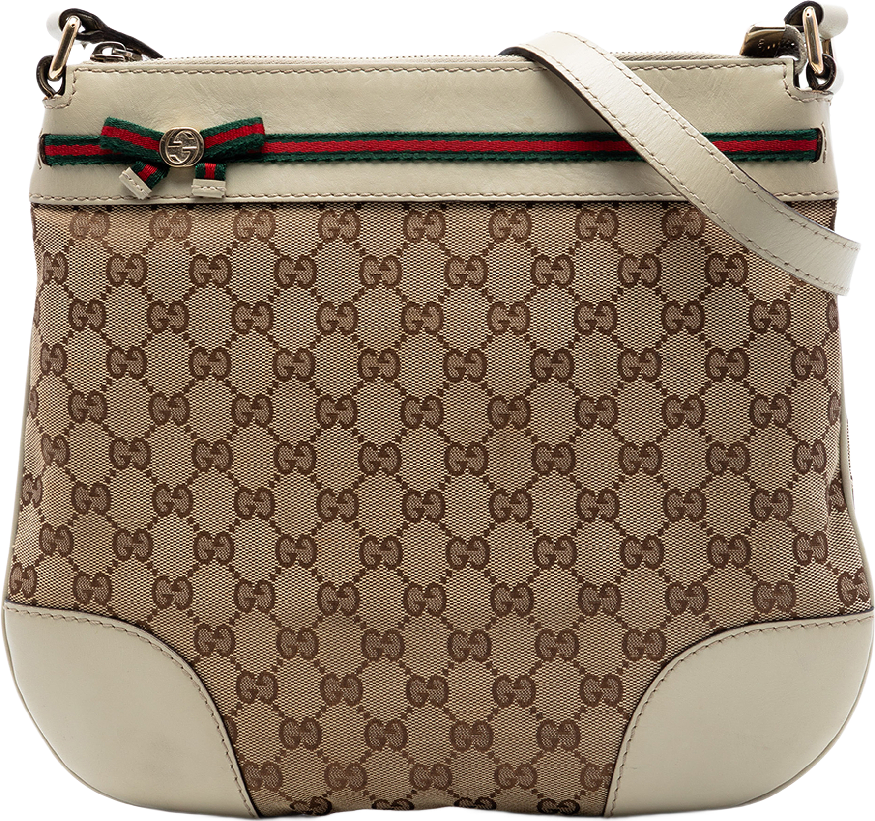 Gucci Gg Canvas Web Mayfair Crossbody, från Luxclusif, i färgen beige.