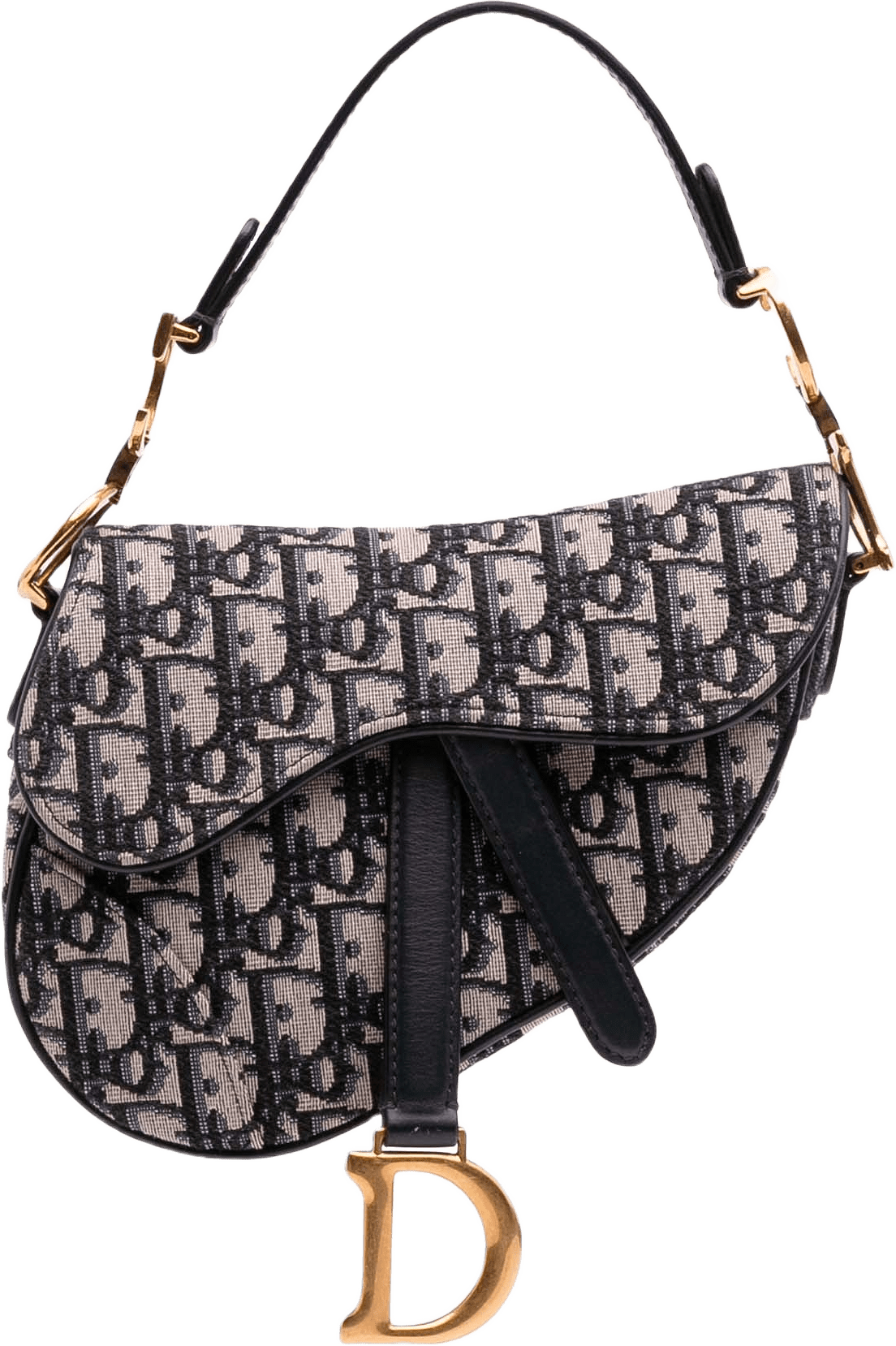 Dior Mini Oblique Canvas Saddle Bag, från Luxclusif, i färgen navy.