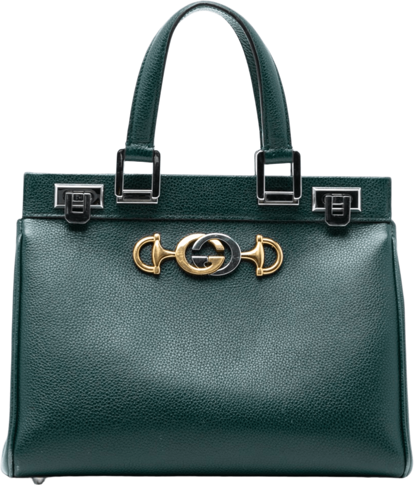 Gucci Small Grained Calfskin Zumi Top Handle Bag, från Luxclusif, i färgen green.