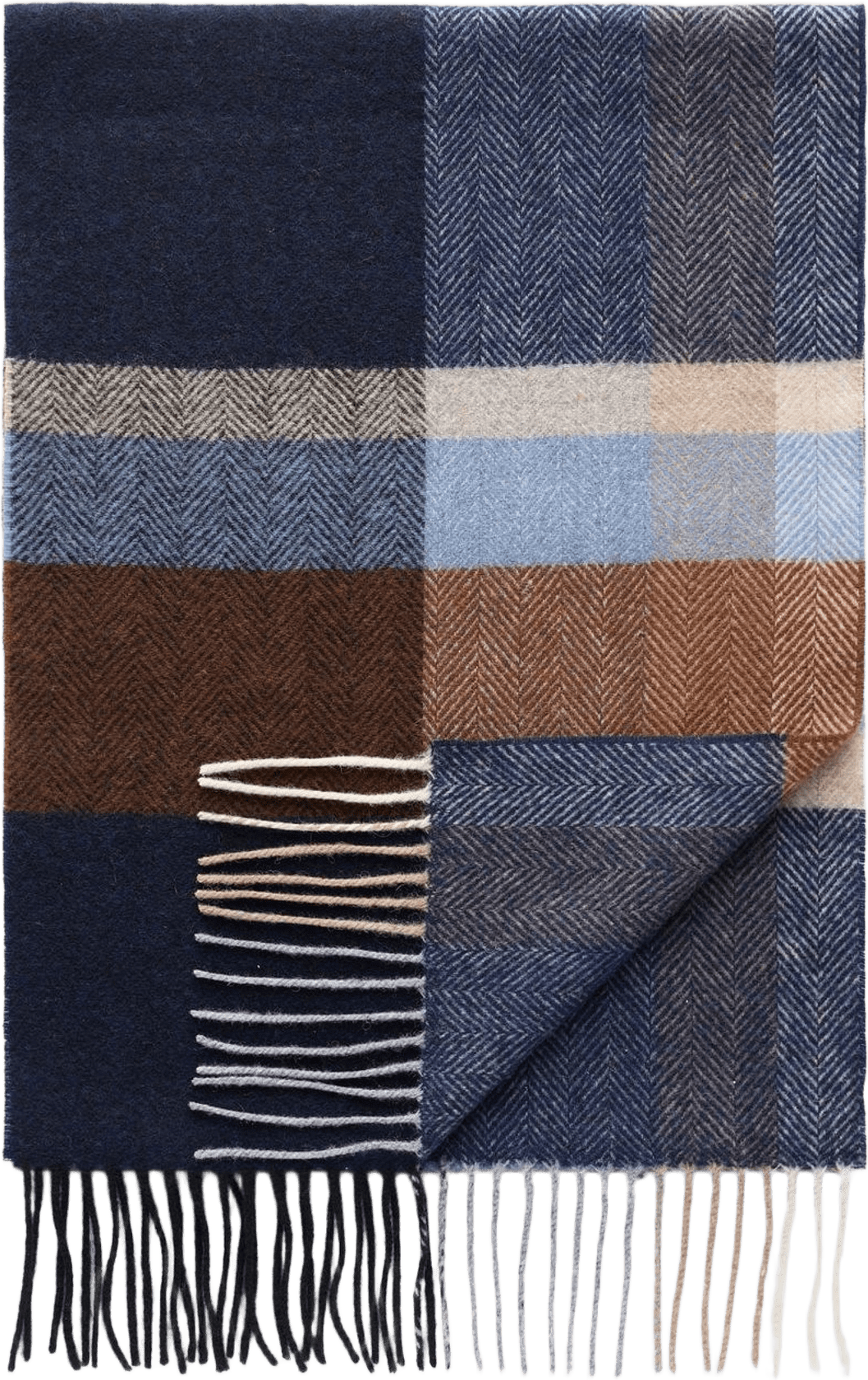 Wool Herringbone Check Winter Scarf, från John Henric, i färgen blue.