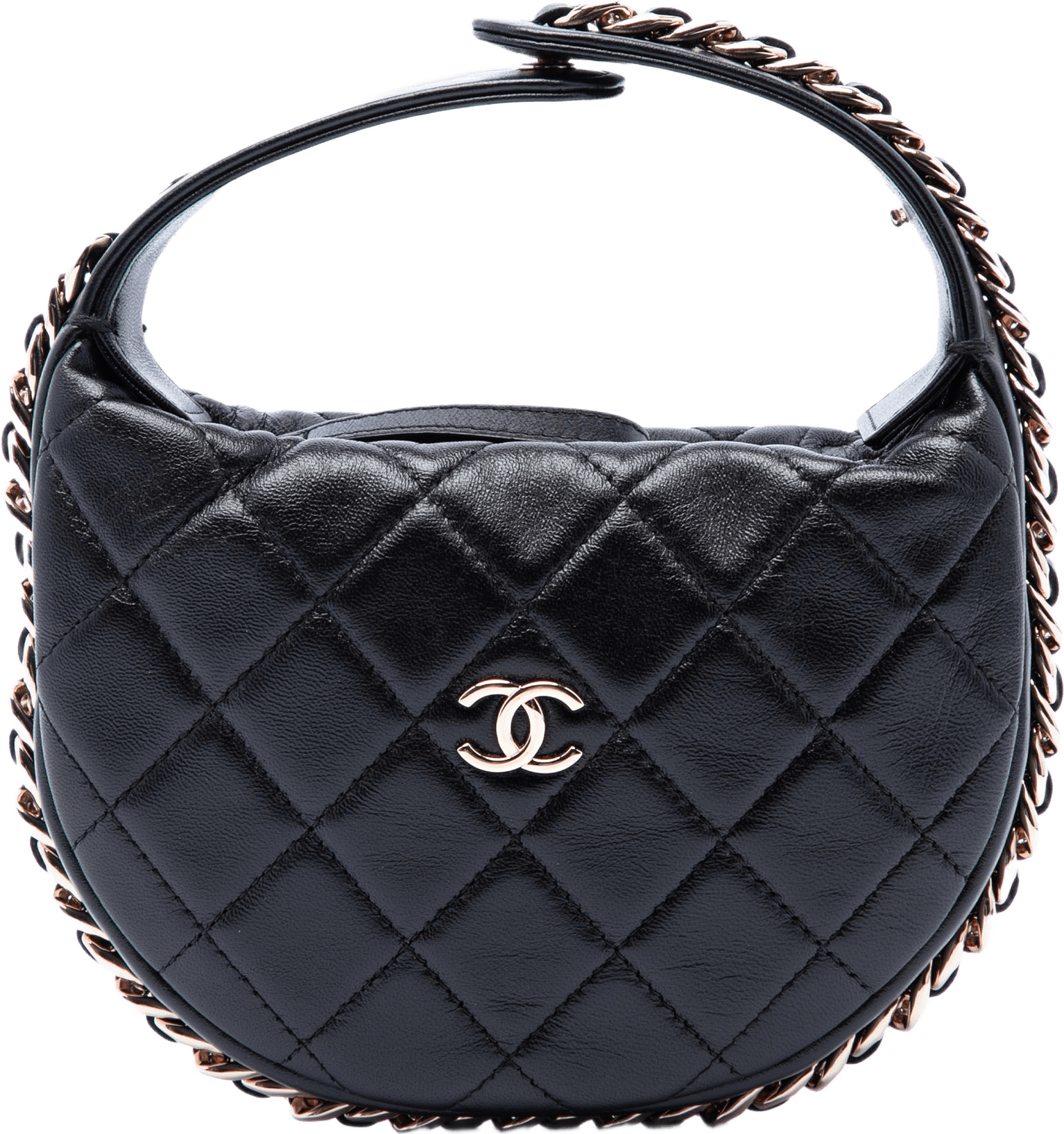 Chanel Mini Quilted Lambskin Chain Around Pouch, från Luxclusif, i färgen svart.