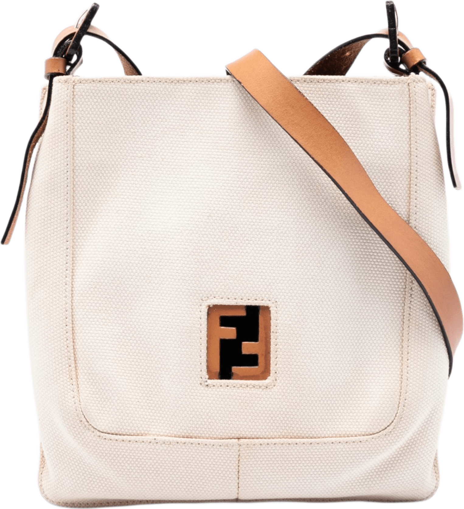 Fendi Canvas Ff Crossbody, från Luxclusif, i färgen off white.