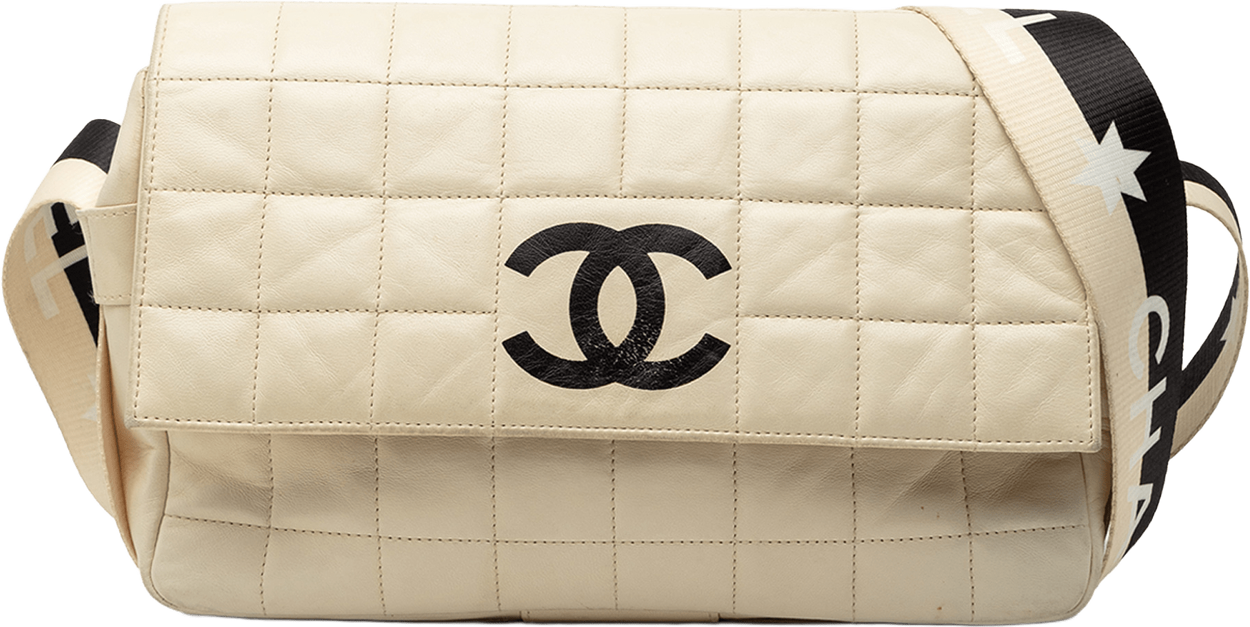 Chanel Chocolate Bar Lambskin Sport Line Crossbody, från Luxclusif, i färgen ivory.