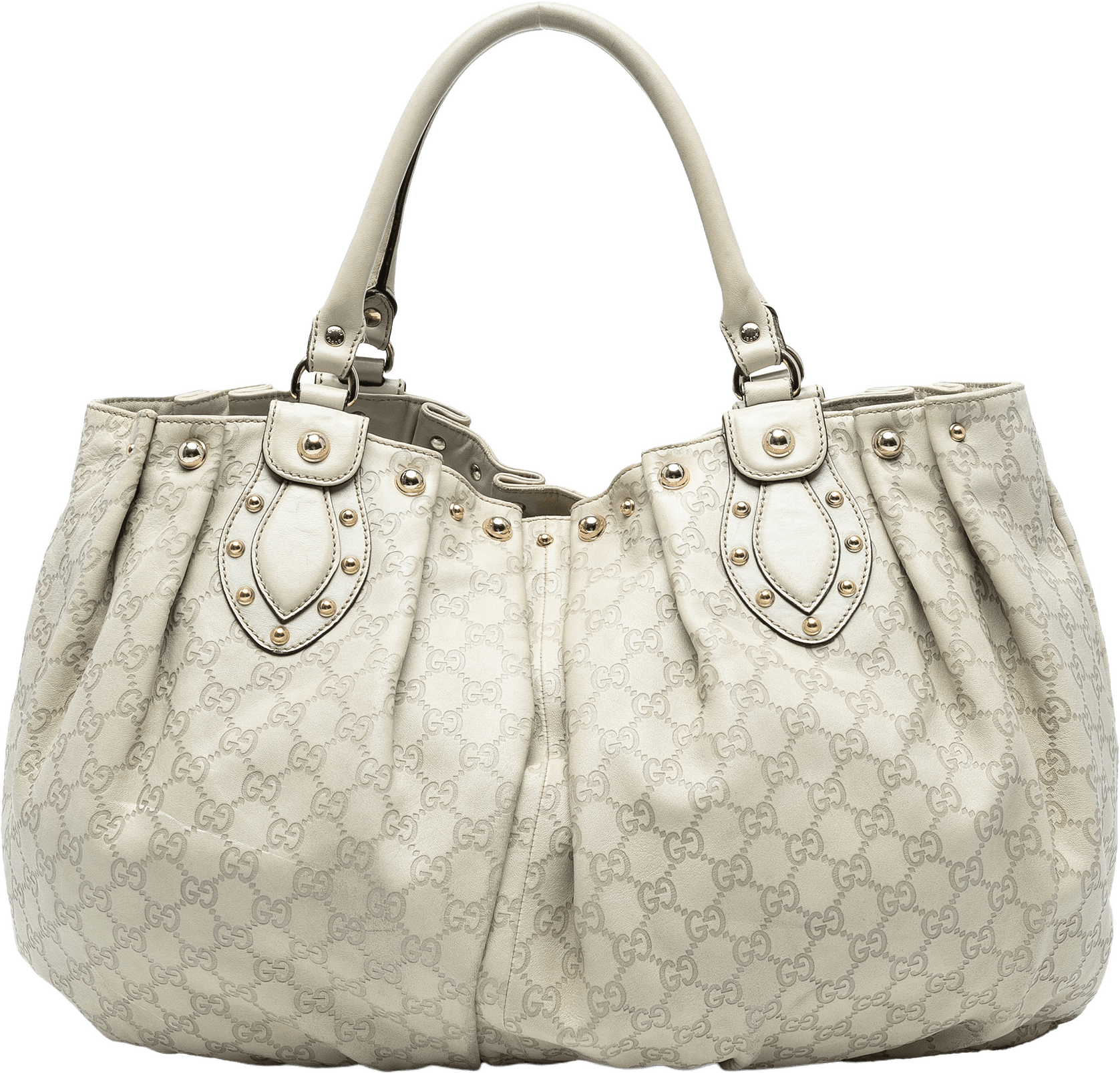 Gucci Large Guccissima Studded Pelham Tote, från Luxclusif, i färgen light beige.