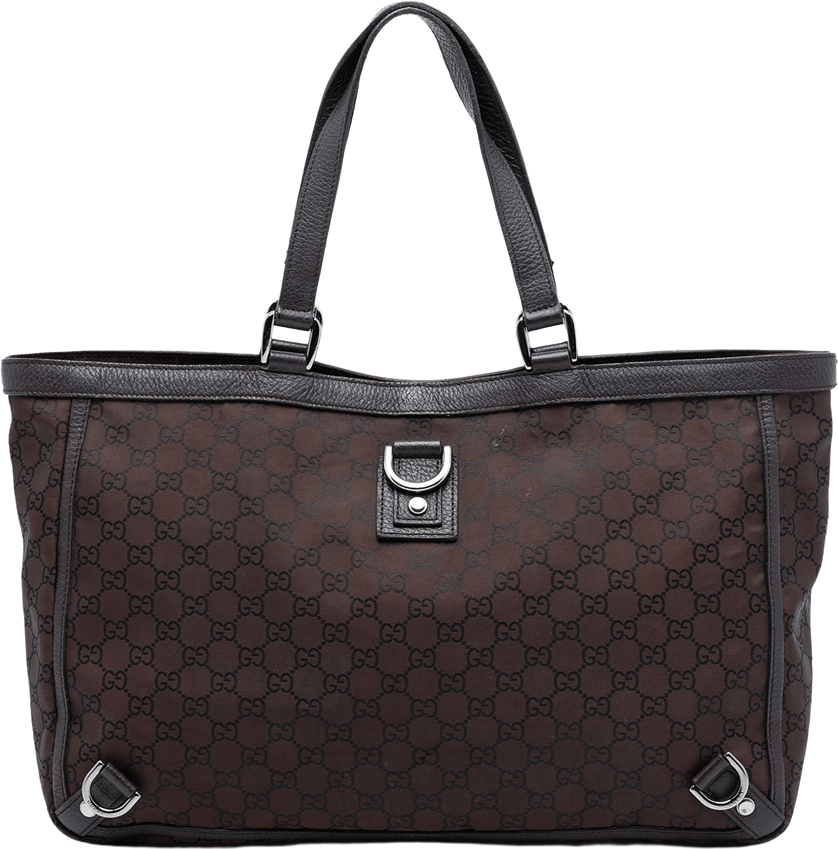 Gucci Gg Nylon Abbey D Ring Tote, från Luxclusif, i färgen dark brown.