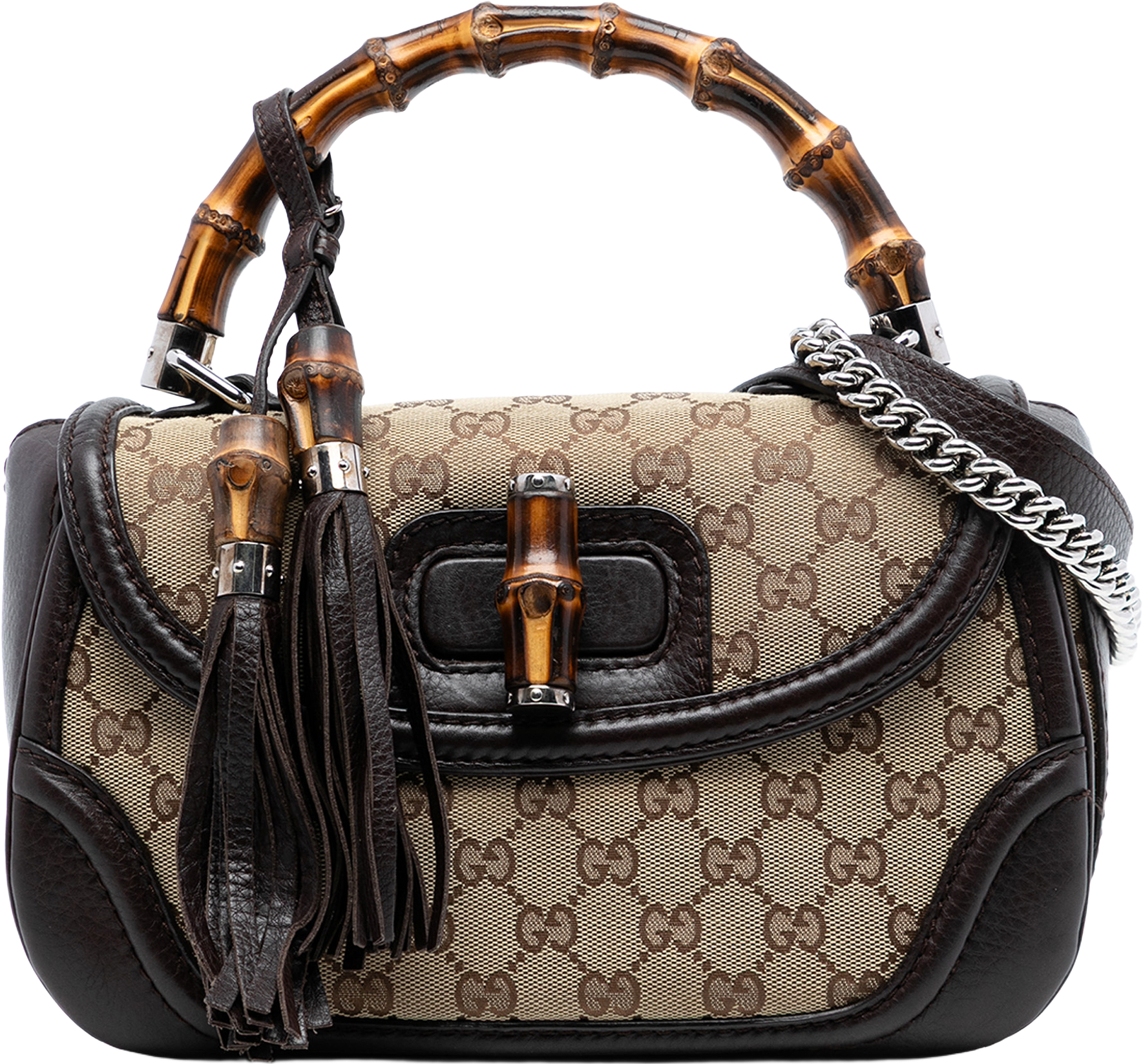Gucci Medium Gg Canvas New Bamboo Top Handle Bag, från Luxclusif, i färgen beige.