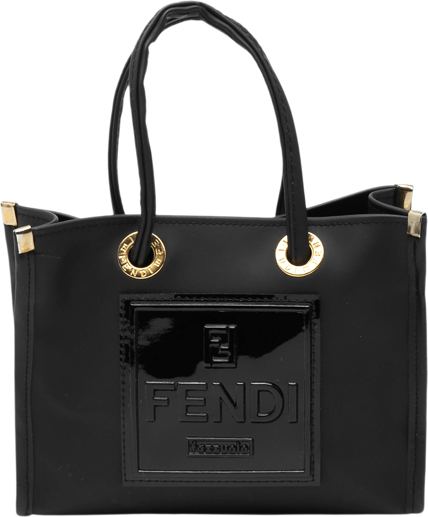 Fendi Mini Rubber Ff Logo Shopper Tote, från Luxclusif, i färgen black.