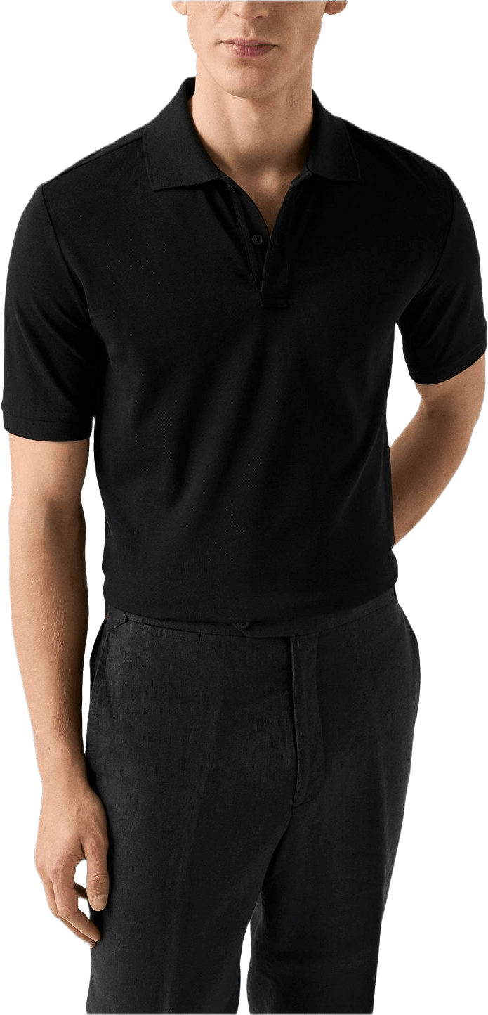 Piqué I Pima-bomull, från Eton, i färgen black.