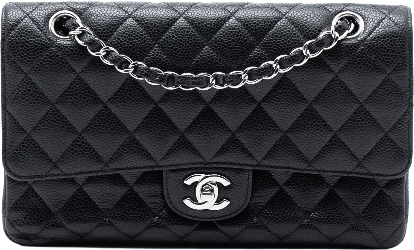 Chanel Medium Classic Caviar Double Flap, från Luxclusif, i färgen black.
