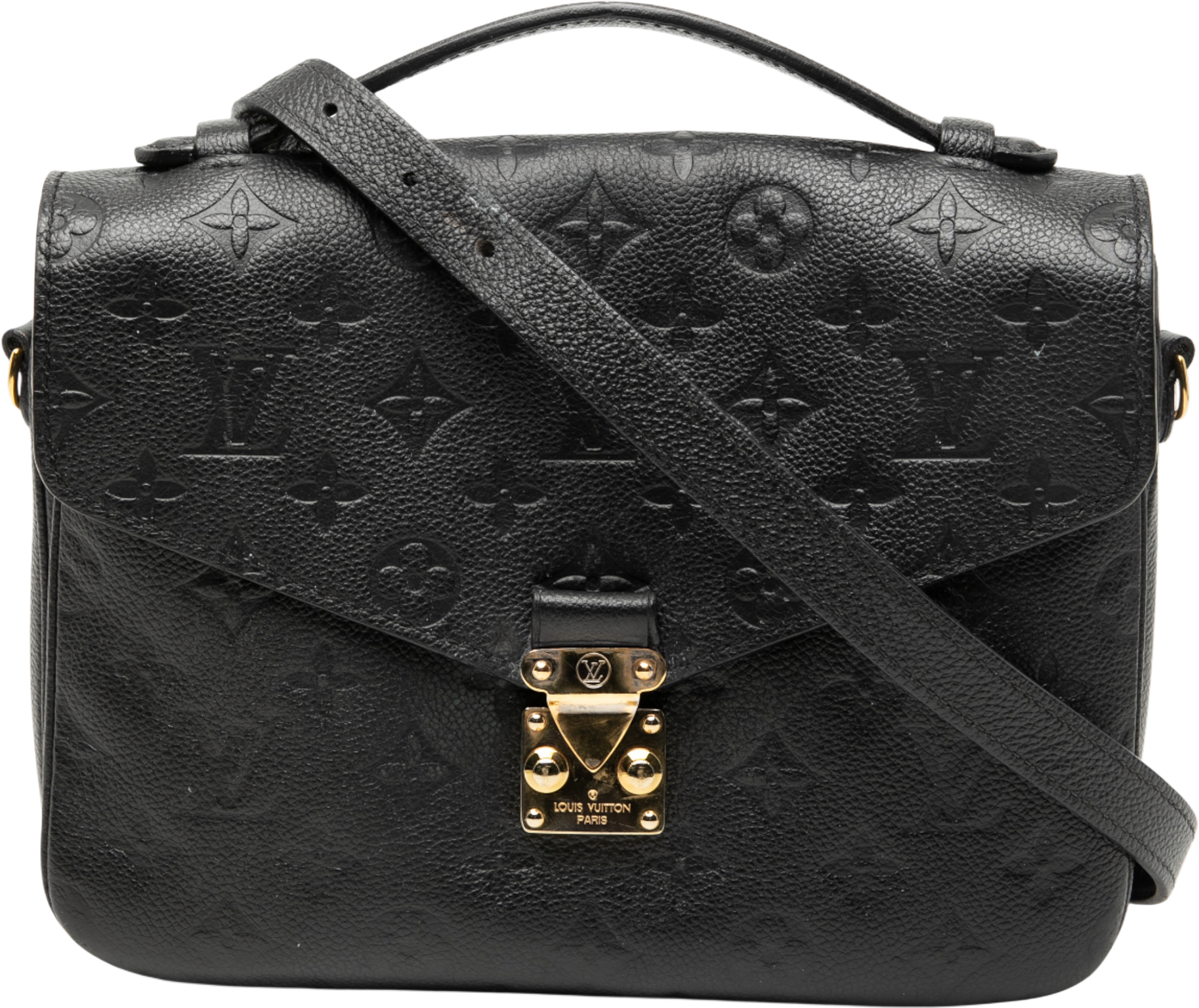 Louis Vuitton Monogram Empreinte Pochette Metis, från Luxclusif, i färgen black.