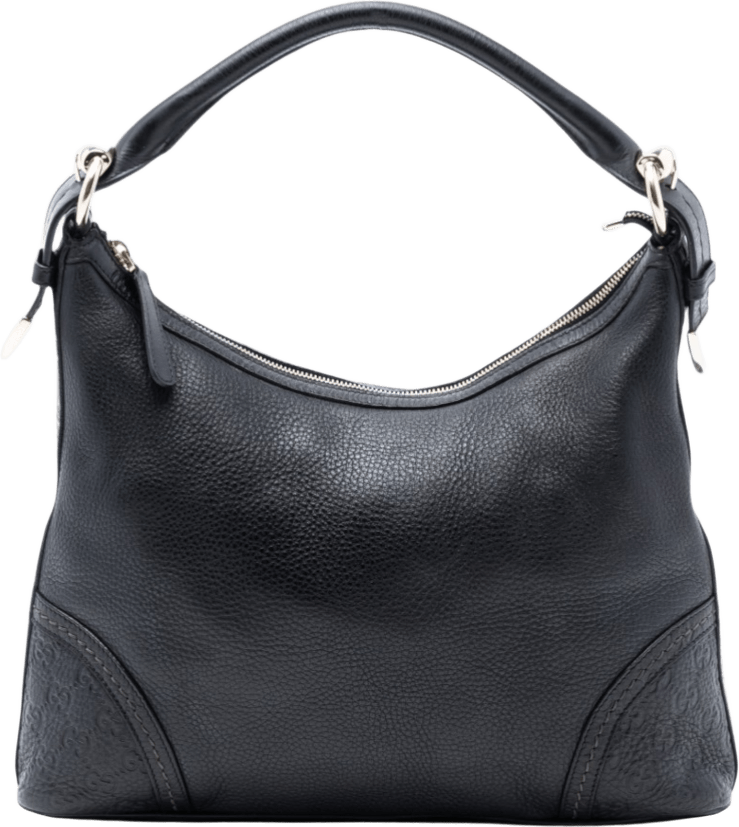Gucci Medium Pebbled Calfskin Guccissima Trim Signoria Shoulder Bag, från Luxclusif, i färgen black.