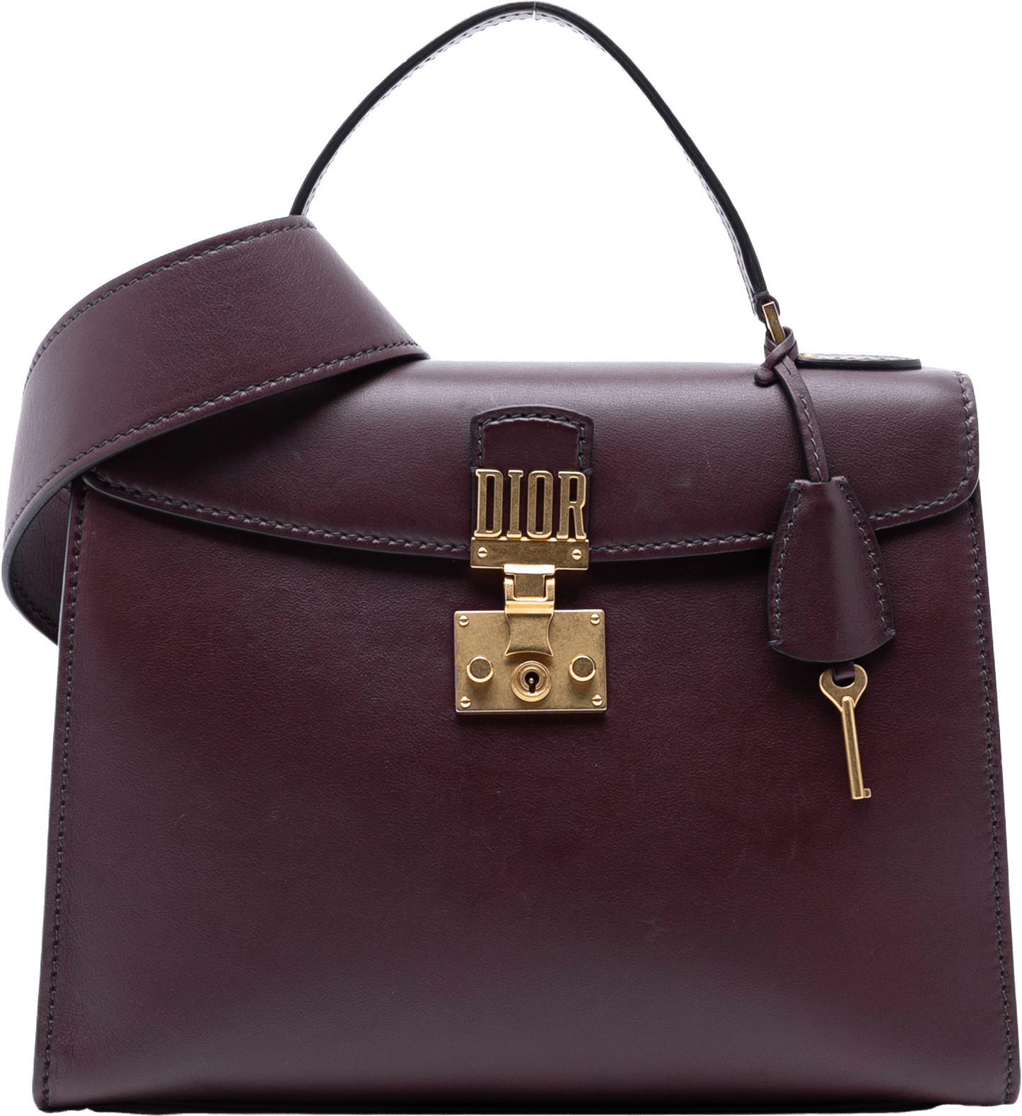 Dior Leather Dioraddict Top Handle Bag, från Luxclusif, i färgen burgundy.