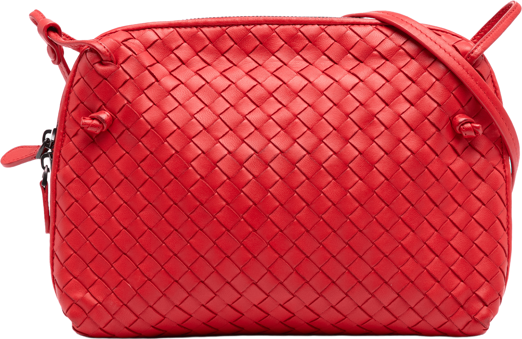 Bottega Veneta Nappa Intrecciato Nodini Crossbody, från Luxclusif, i färgen red.