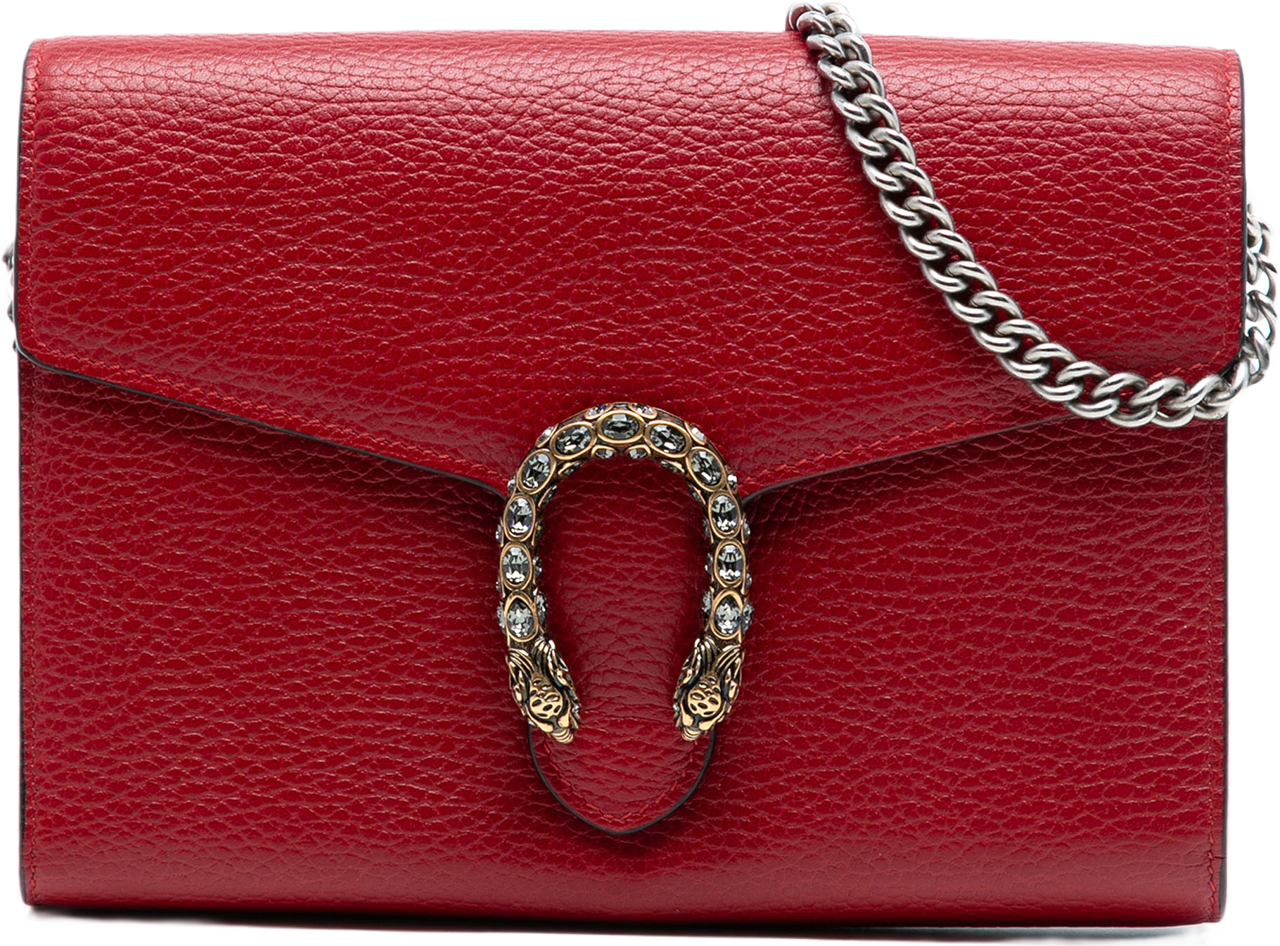 Gucci Leather Dionysus Wallet On Chain, från Luxclusif, i färgen red.