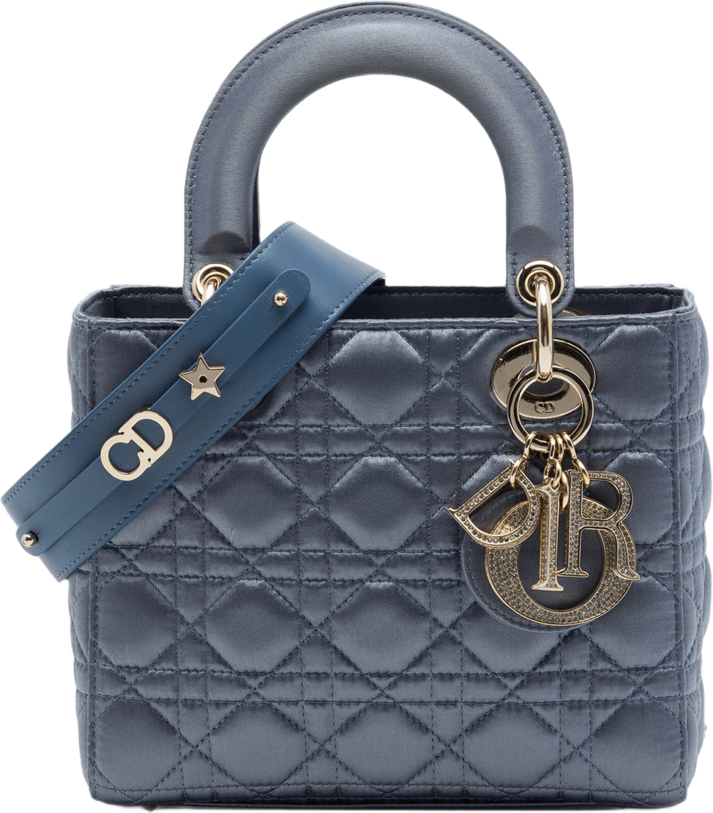 Dior Small Satin Cannage My Abcdior Lady Dior, från Luxclusif, i färgen blå.