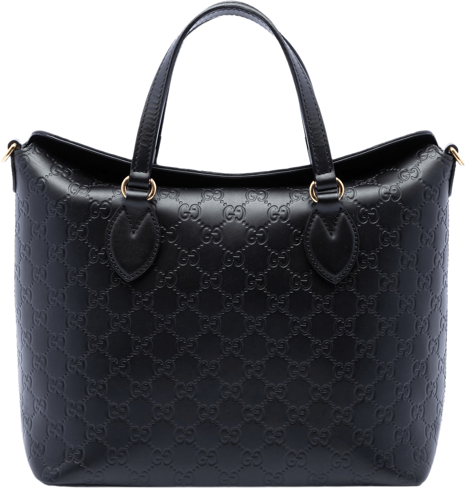 Gucci Guccissima Linea A Fold Over Satchel, från Luxclusif, i färgen svart.
