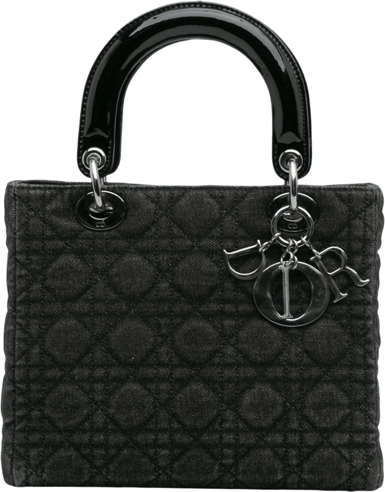 Dior Medium Denim Cannage Lady Dior, från Luxclusif, i färgen black.