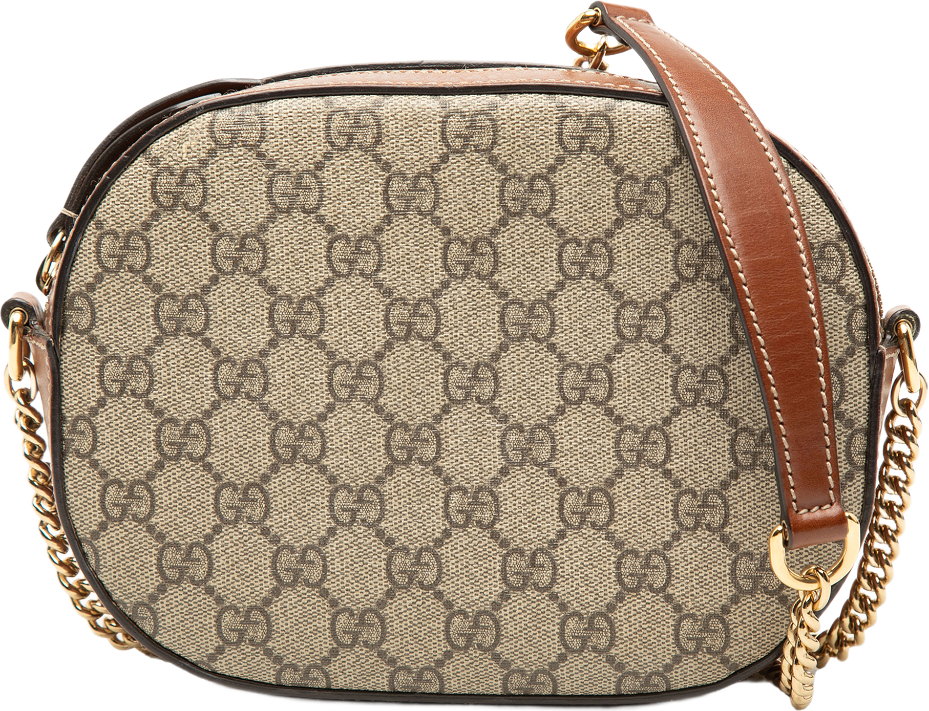 Gucci Mini Gg Supreme Chain Crossbody, från Luxclusif, i färgen beige.
