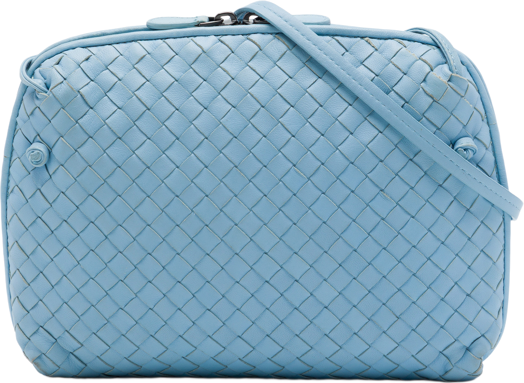 Bottega Veneta Nappa Intrecciato Nodini Crossbody, från Luxclusif, i färgen blå.